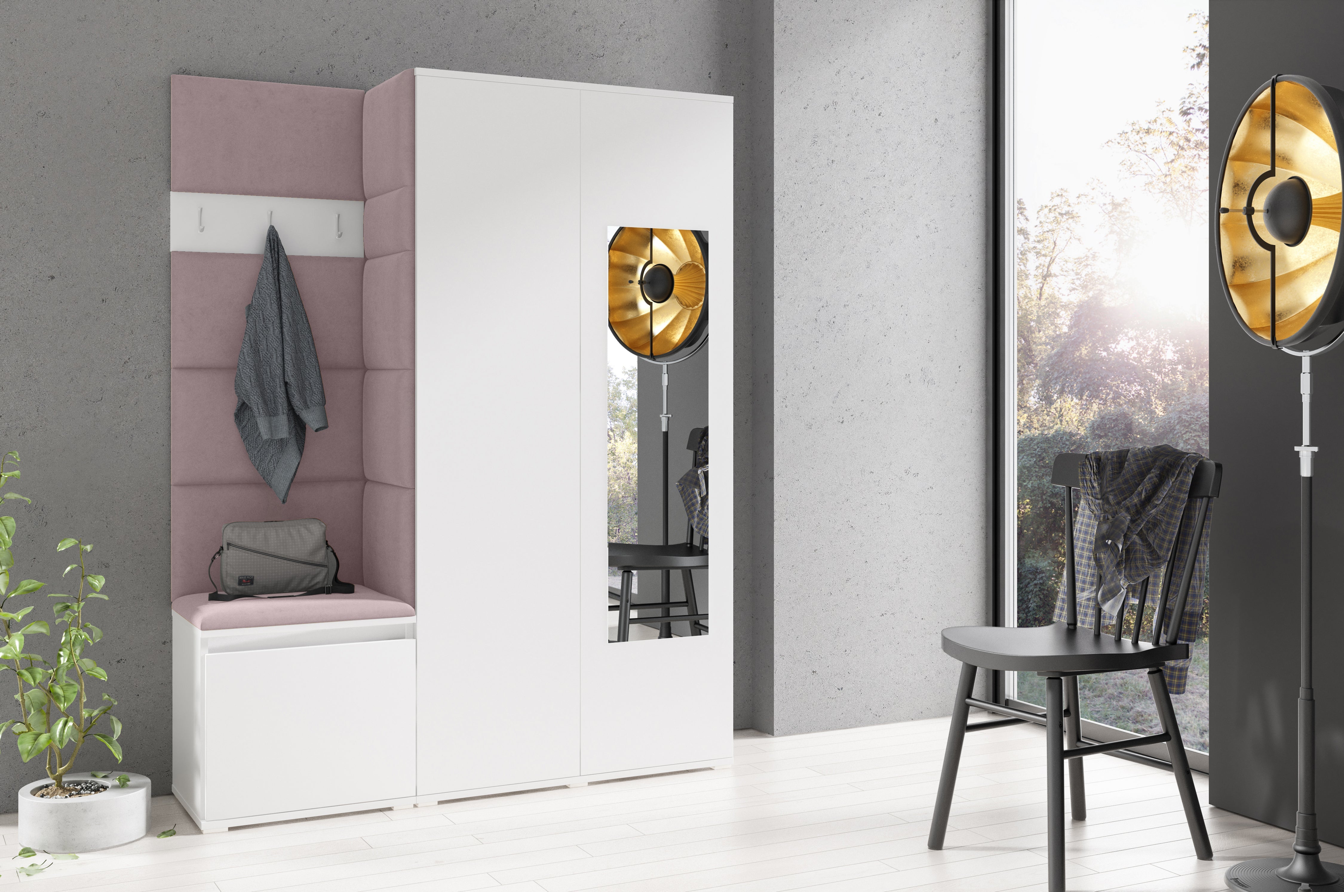 PK Emi 11 Hallway Wardrobe White - Upholstered Panels in Various Colours