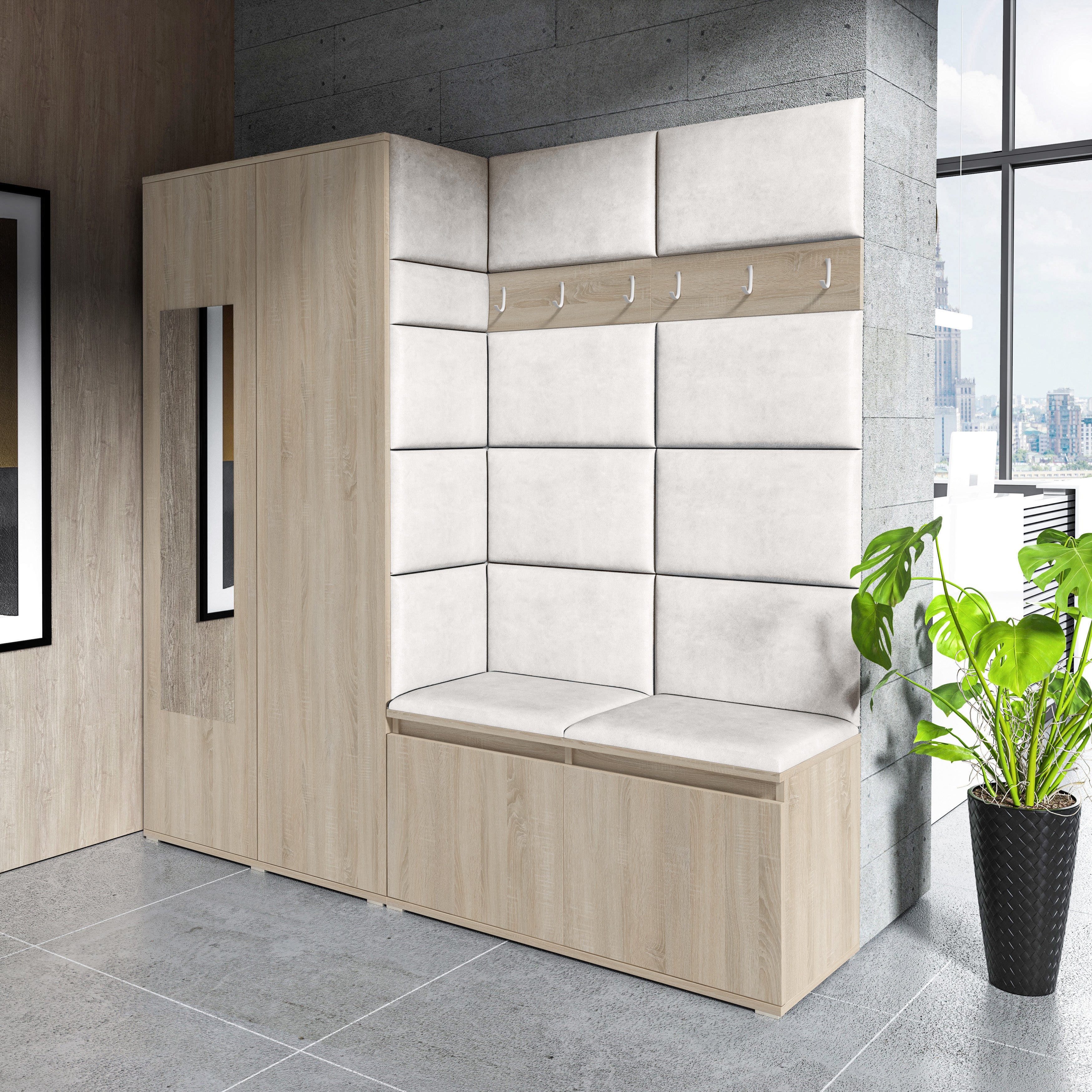 PK Emi 8 Flurgarderobe Sonoma - Polsterpaneele in verschiedenen Farben