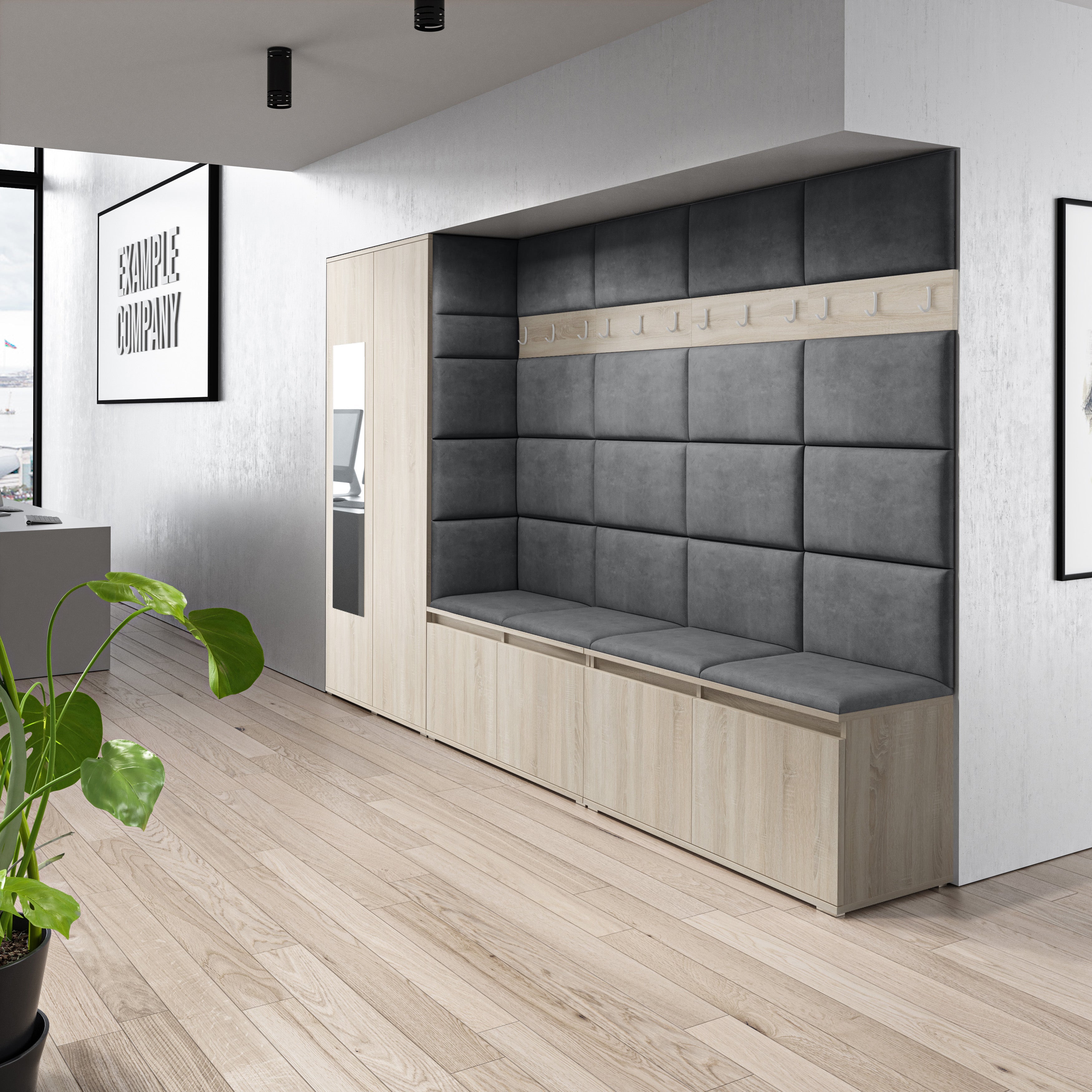 PK Emi 9 Hallway Wardrobe Sonoma Oak - Upholstered Panels in Various Colours