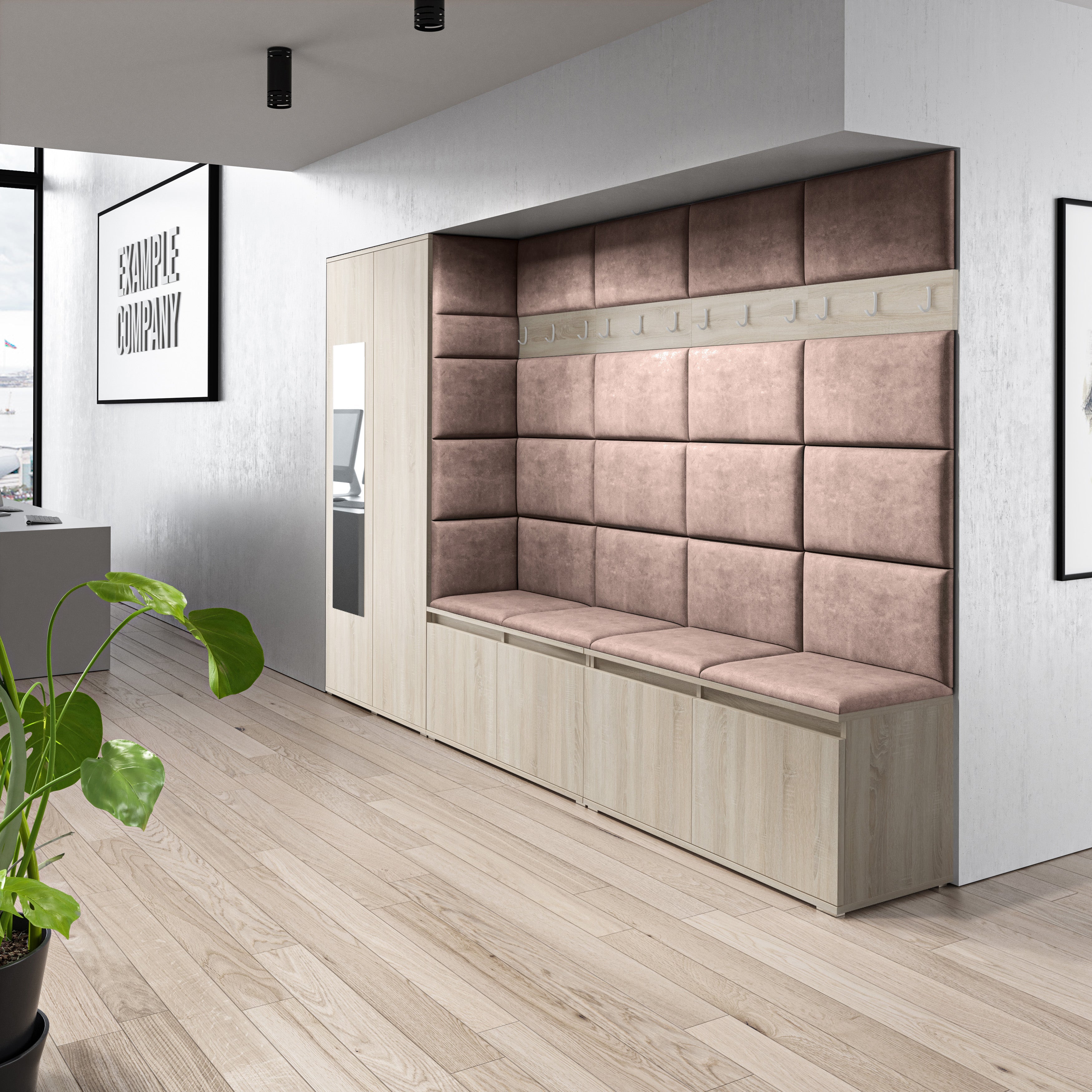 PK Emi 9 Hallway Wardrobe Sonoma Oak - Upholstered Panels in Various Colours