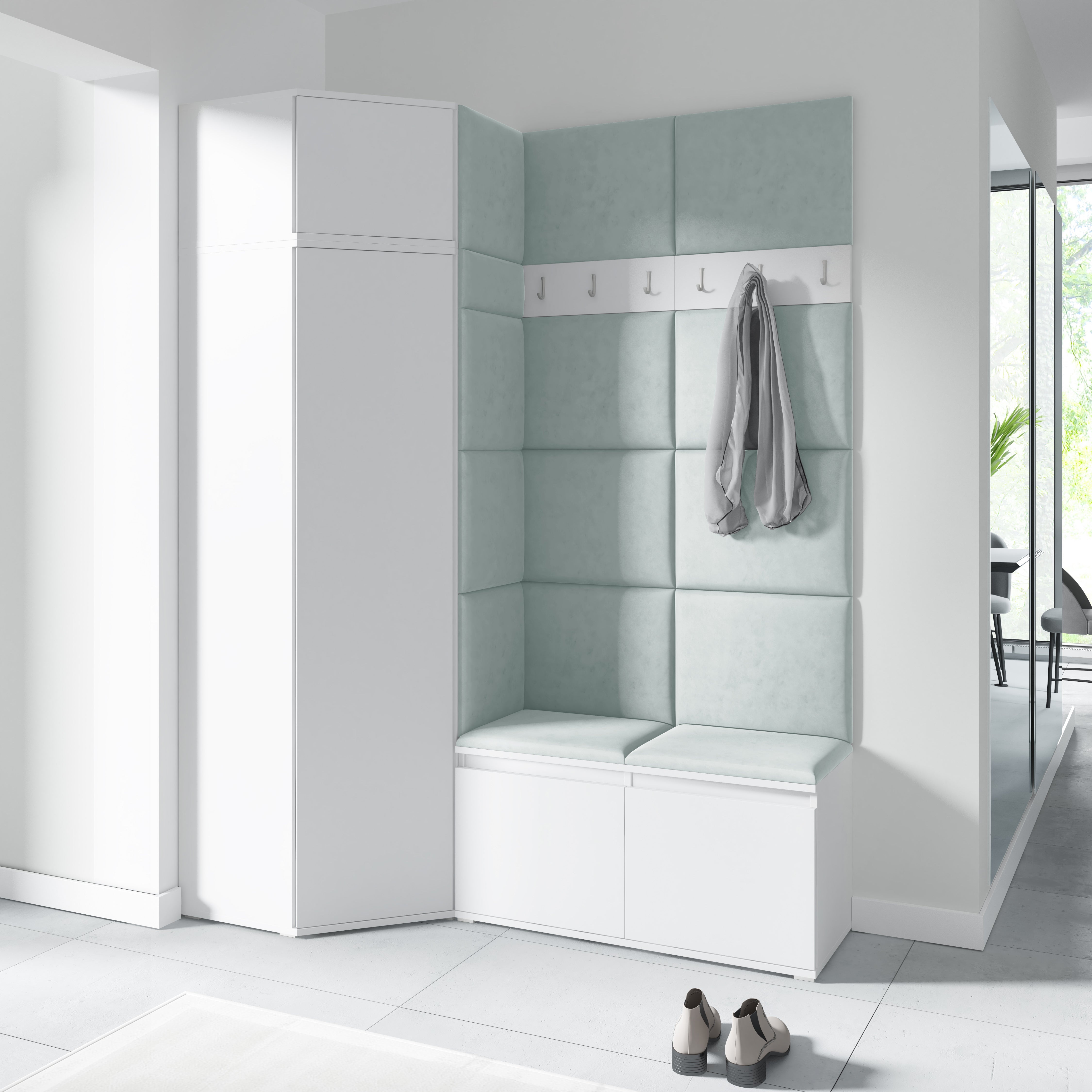 PK Emi 37 Hallway Wardrobe White - Upholstered Panels in Various Colours