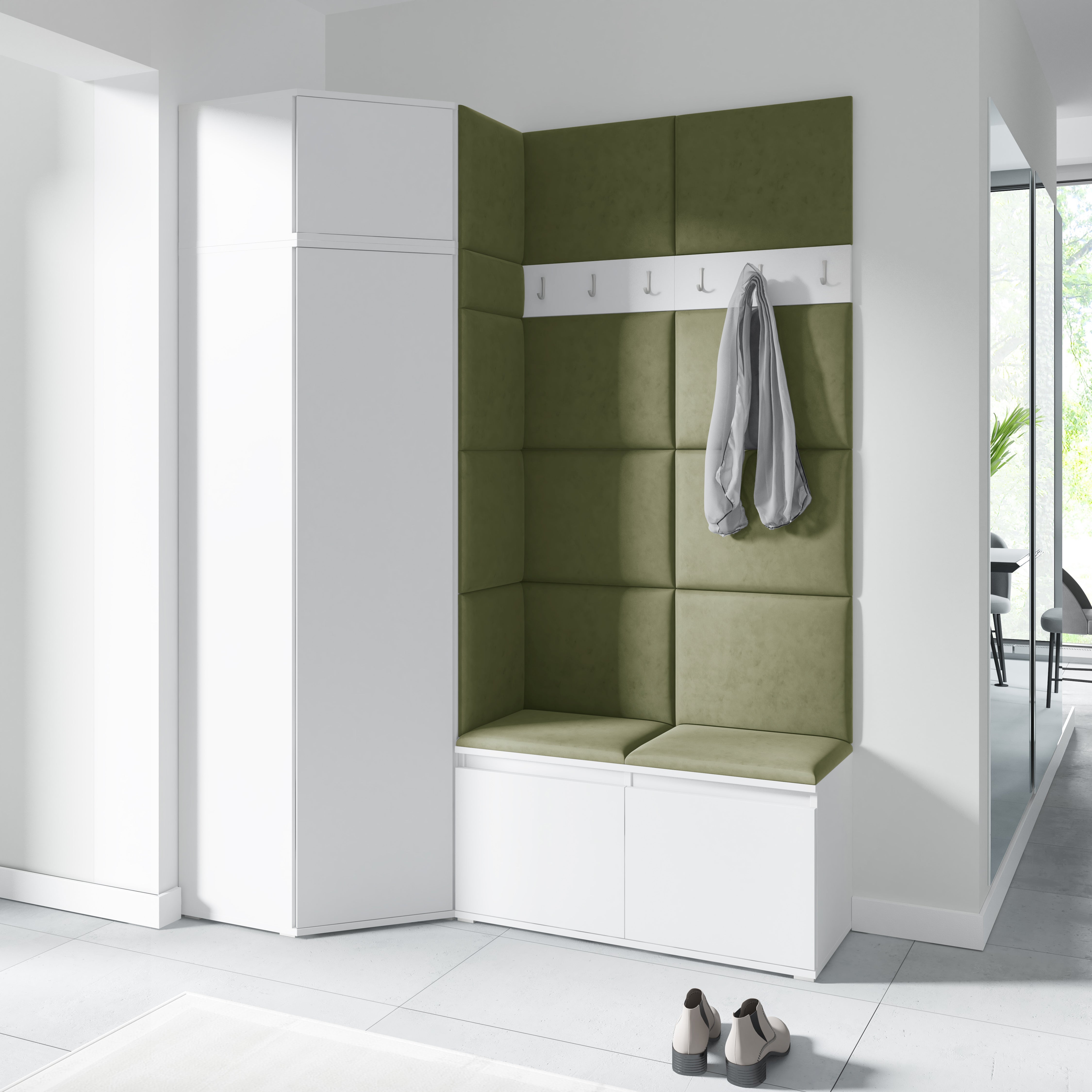 PK Emi 37 Hallway Wardrobe White - Upholstered Panels in Various Colours