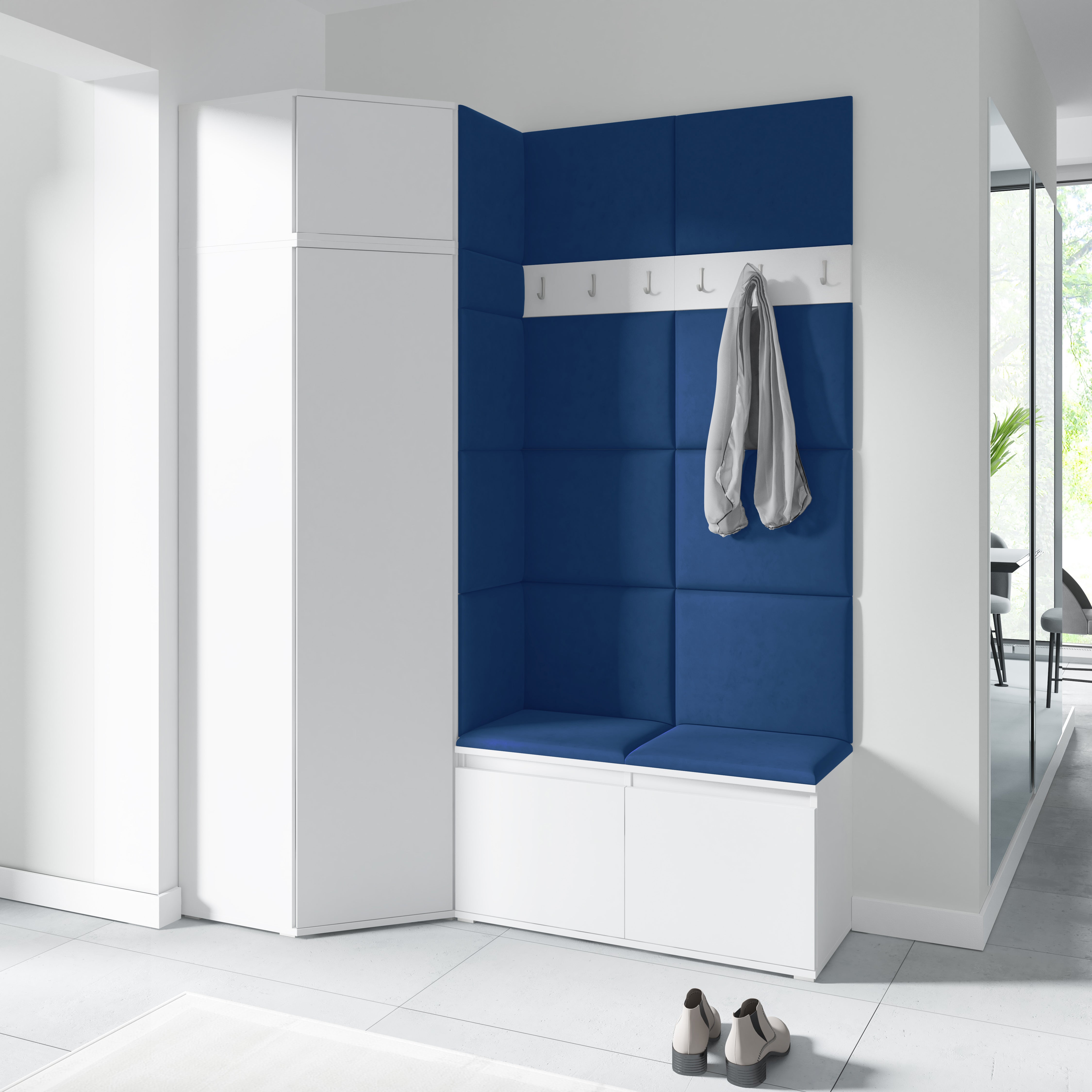 PK Emi 37 Hallway Wardrobe White - Upholstered Panels in Various Colours