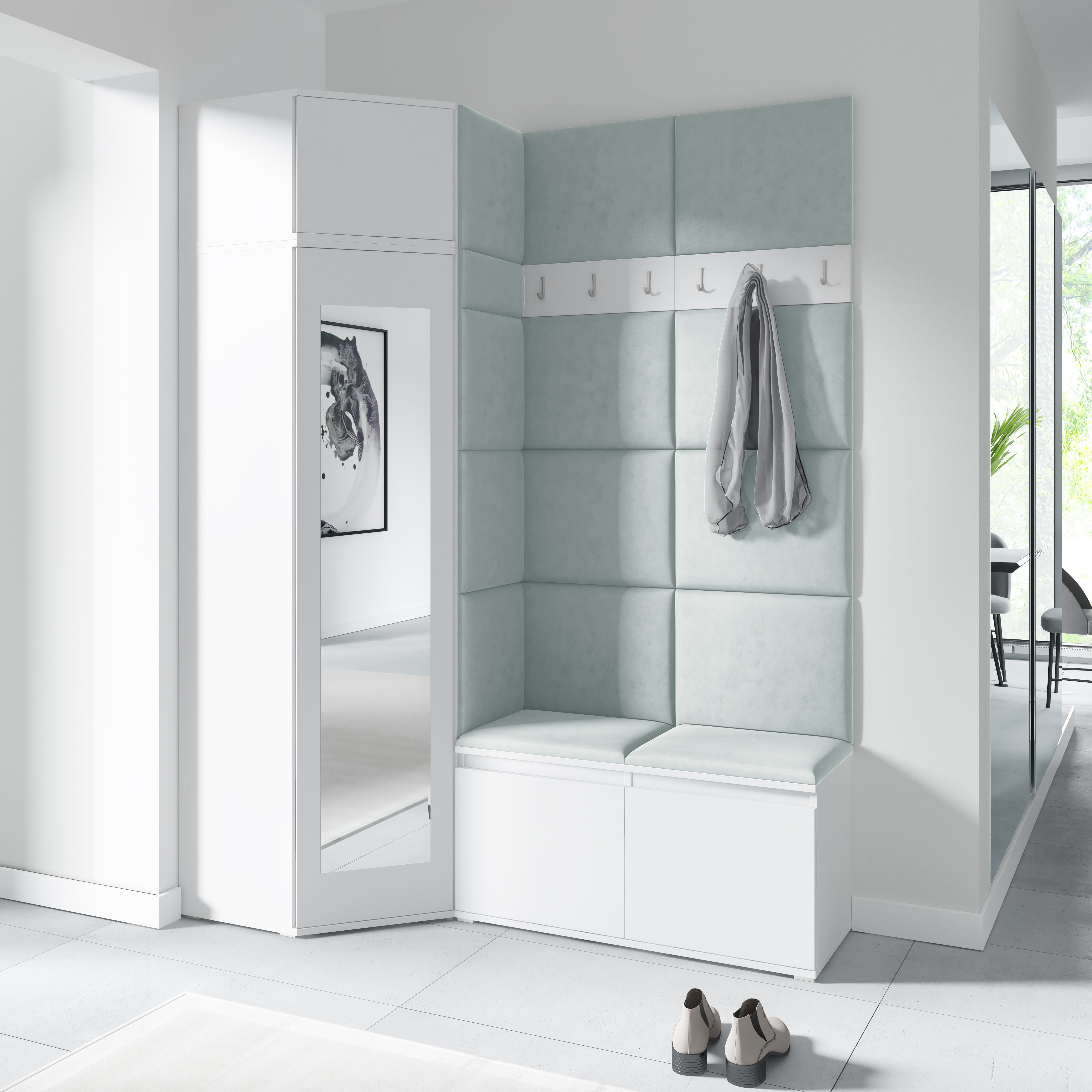 PK Emi 37 Hallway Wardrobe White - Upholstered Panels in Various Colours