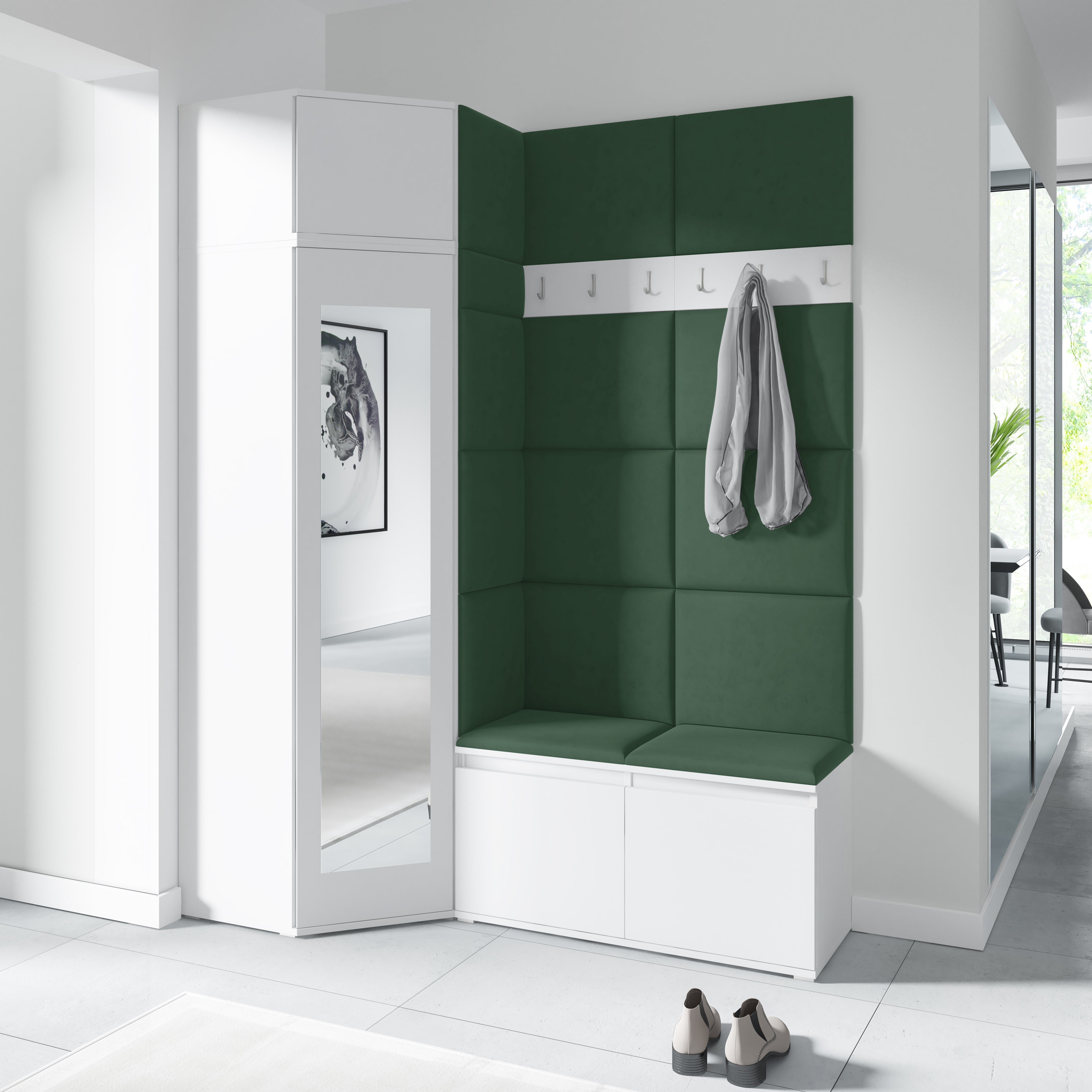 PK Emi 37 Hallway Wardrobe White - Upholstered Panels in Various Colours