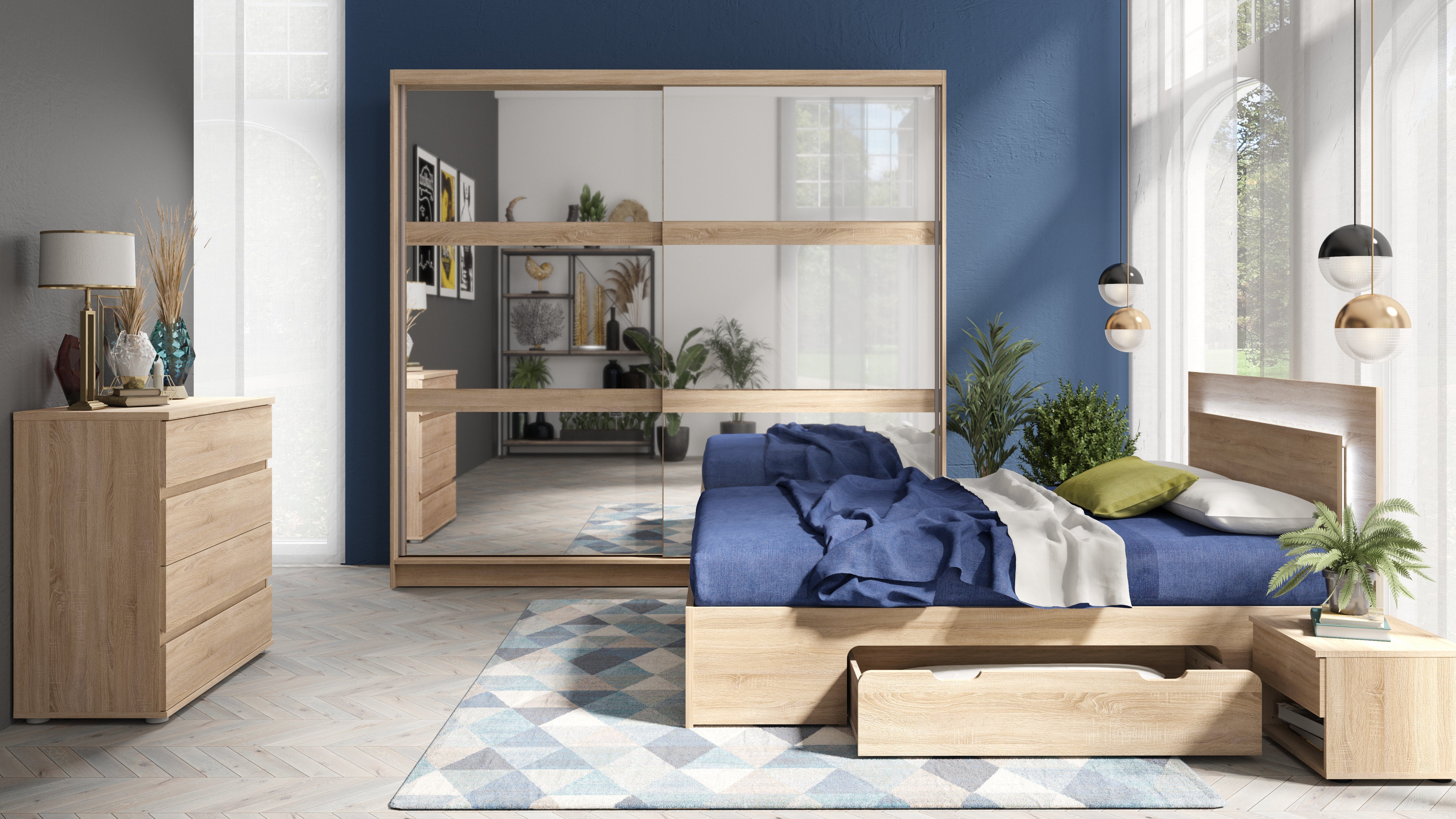 MO Fino Bett mit Schublade – Sonoma Eiche