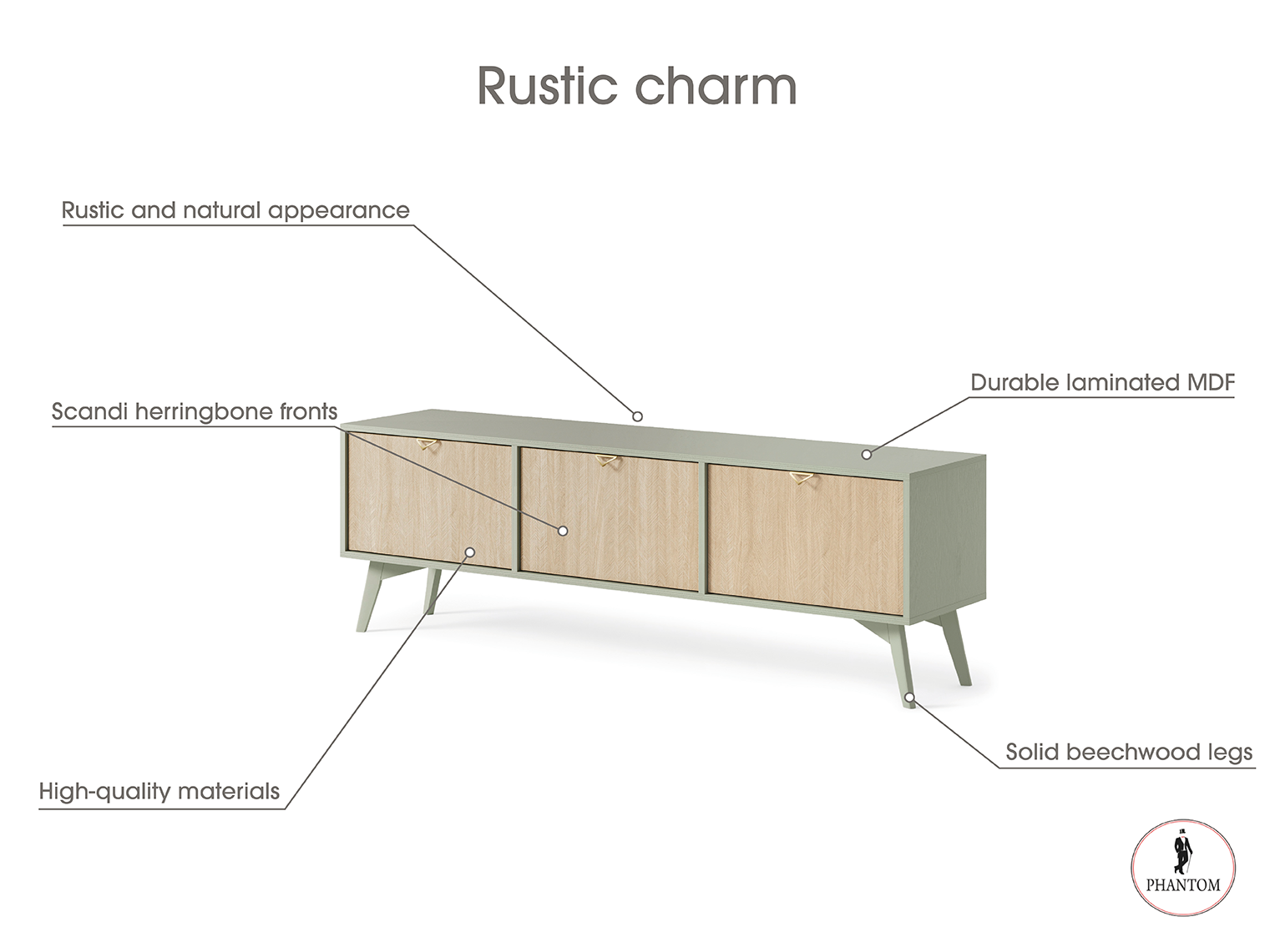 Forest TV Stand - Rustic Charm Eucalyptus Green
