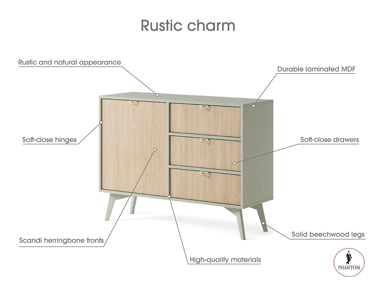 Forest Small Dresser - Chest of Drawers Eucalyptus Green
