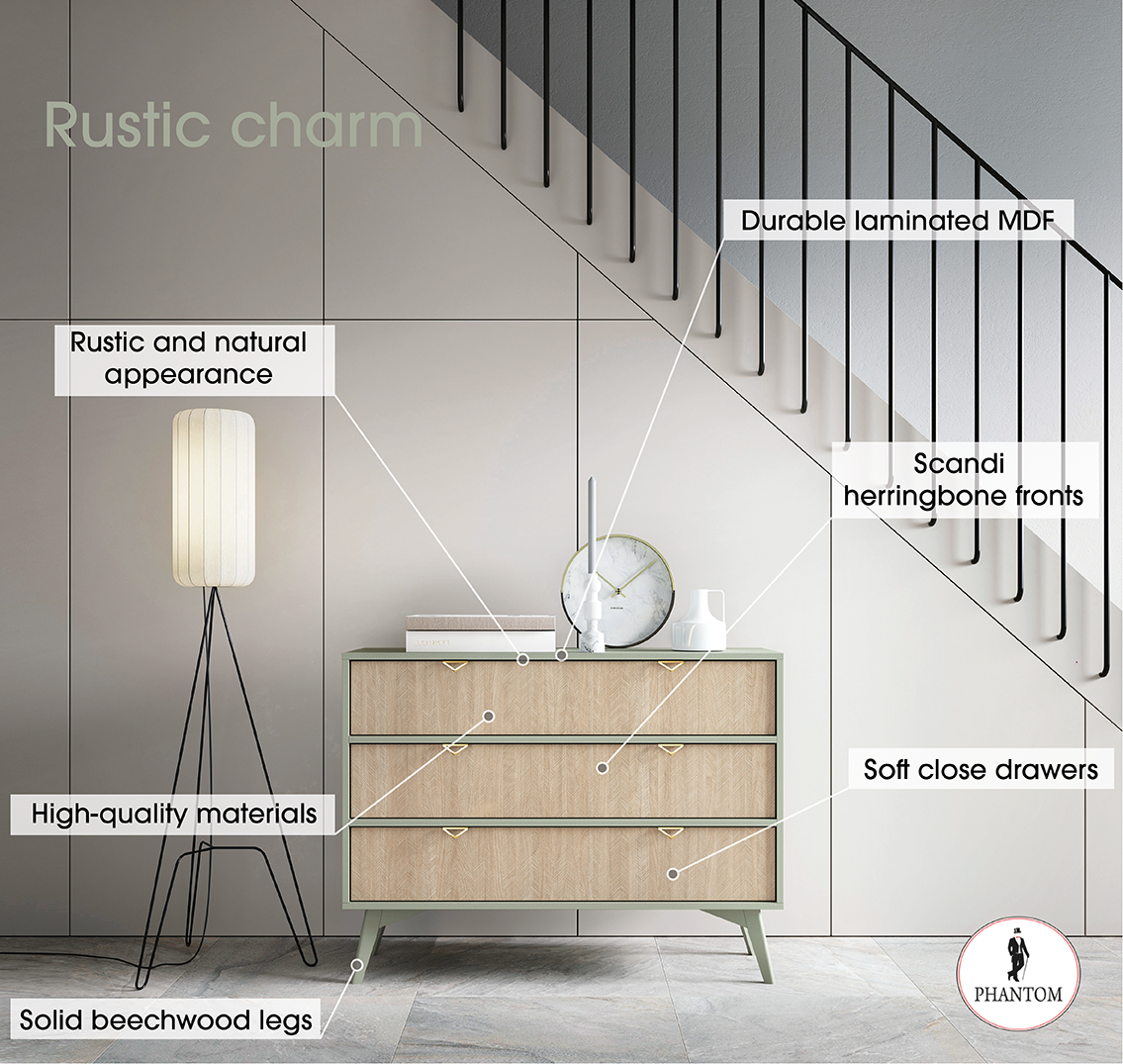 Forest Dresser - Chest of Drawers with Three Drawers Eucalyptus Green