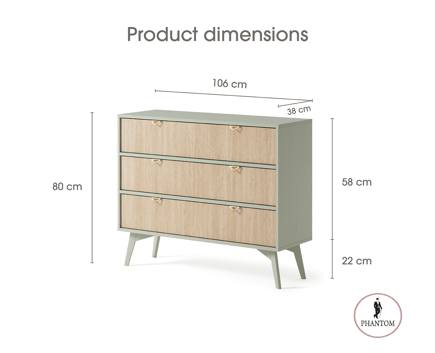 Forest Dresser - Chest of Drawers with Three Drawers Sand Beige