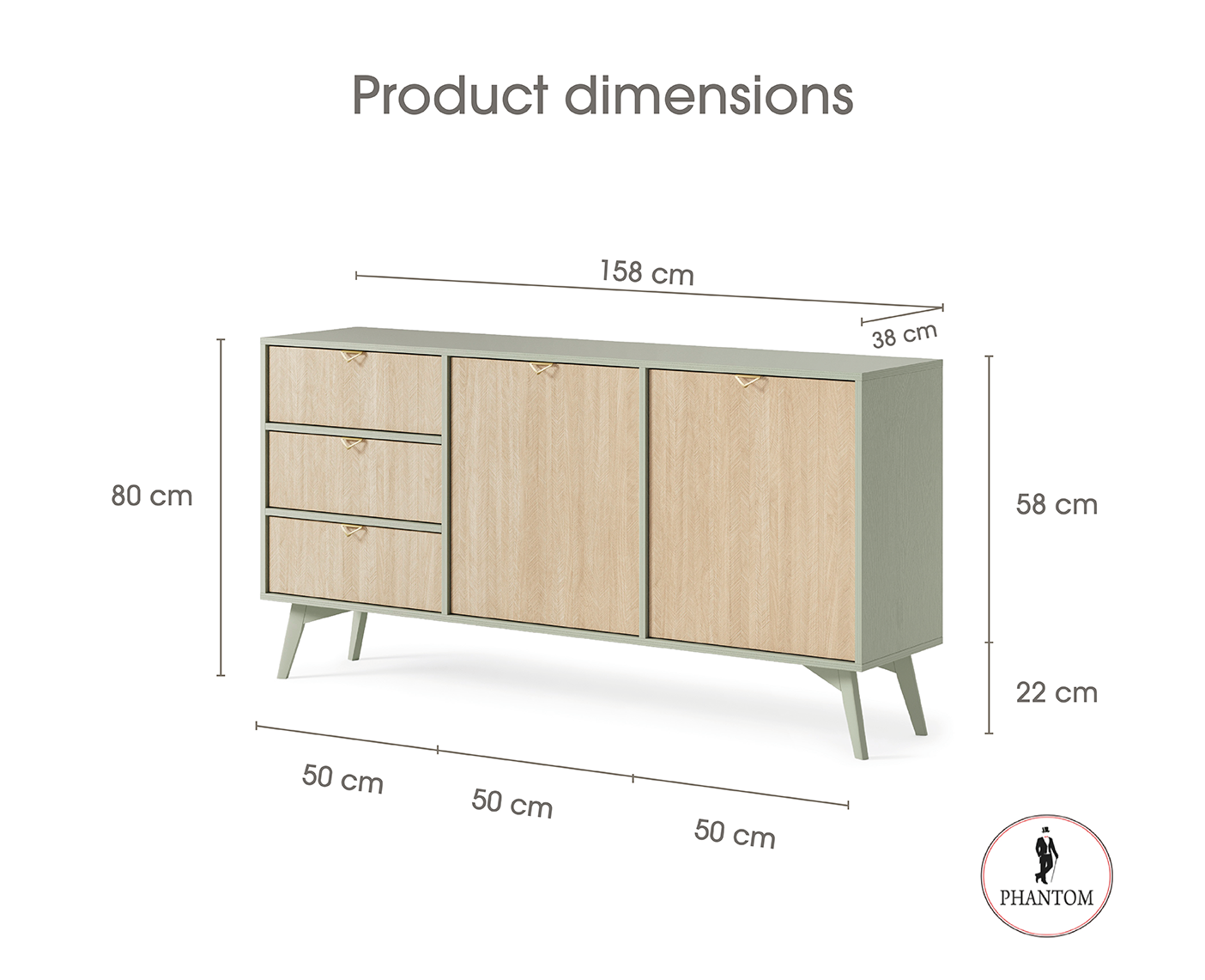 Forest Dresser  - Chest of Drawers Eucalyptus Green
