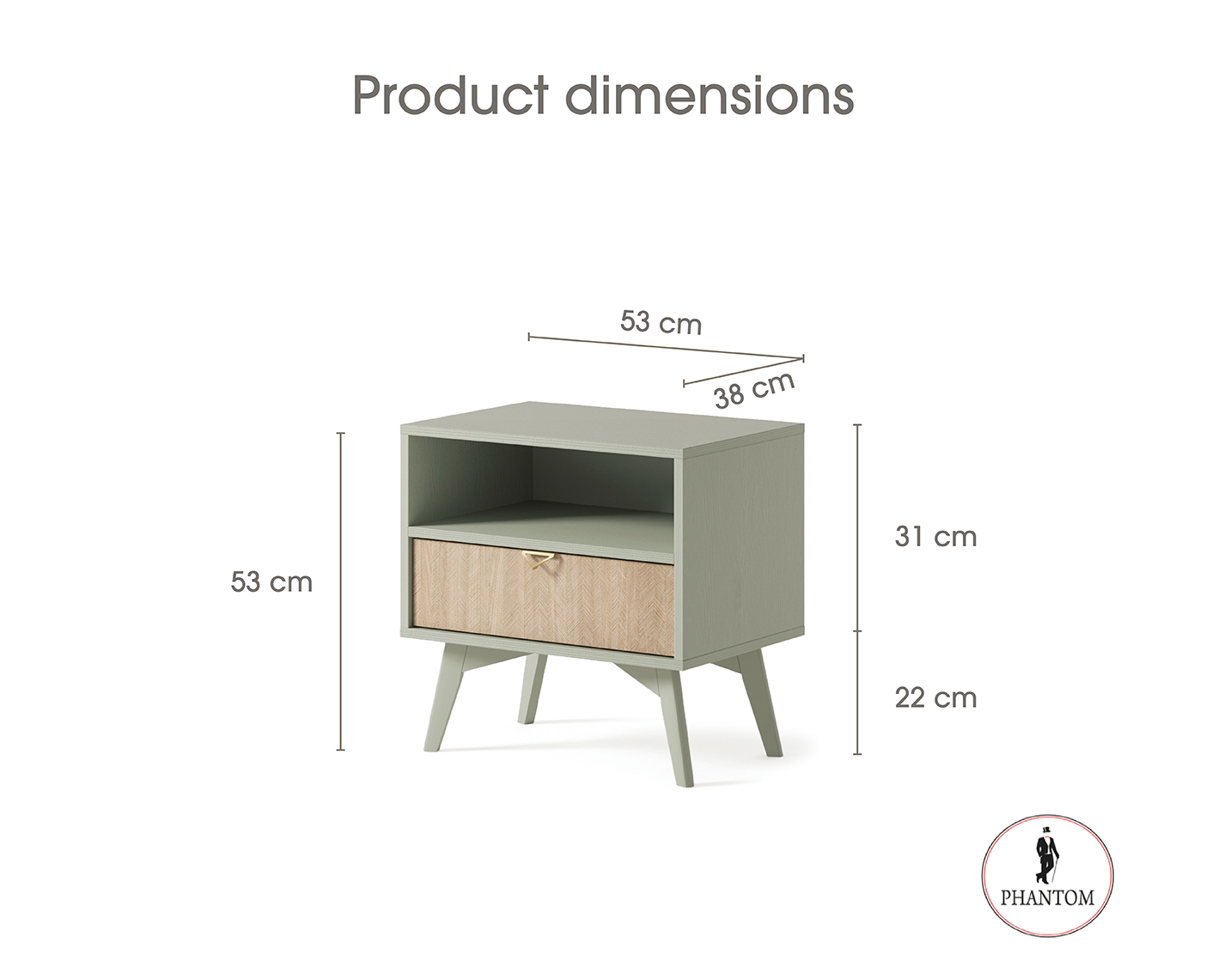 Forest Nightstand – Rustic Elegance Eucalyptus Green