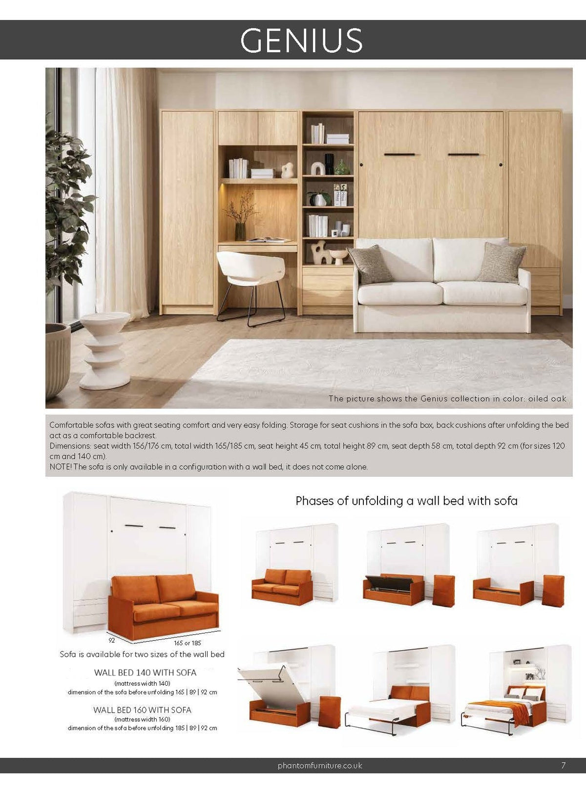 Anpassbares Genius Schrankbett-Set mit Sofa 140×200 cm – Kaschmir