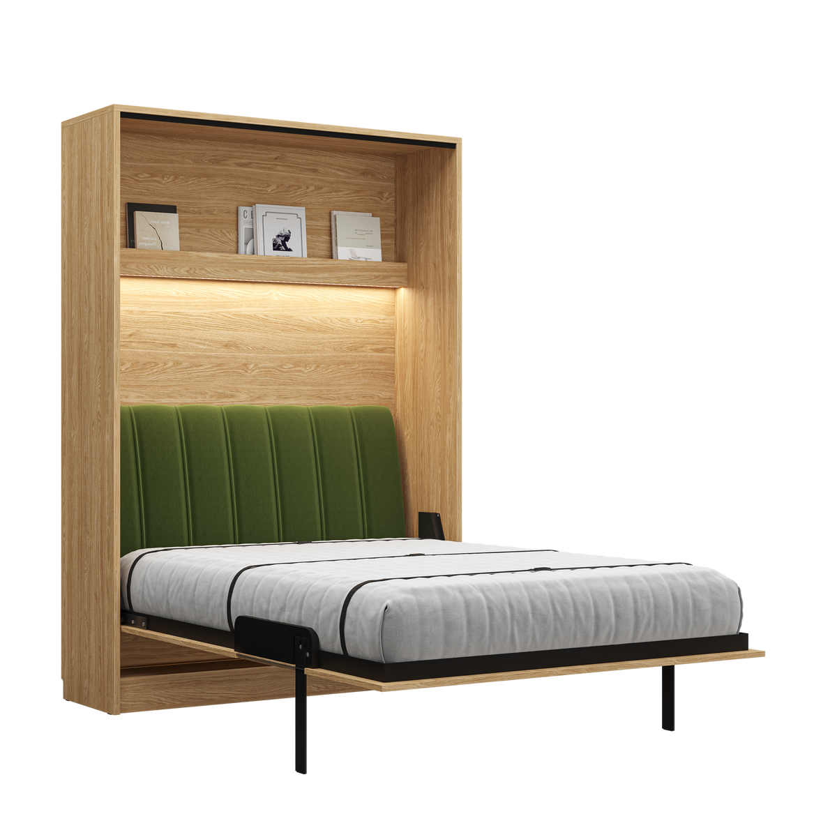 Customizable Genius COMFORT Murphy Bed Furniture Set 160 × 200 cm – Oiled Oak