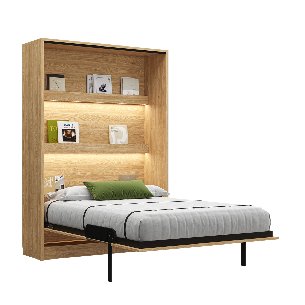 Customizable Genius COMFORT Murphy Bed Furniture Set 140 × 200 cm – Oiled Oak