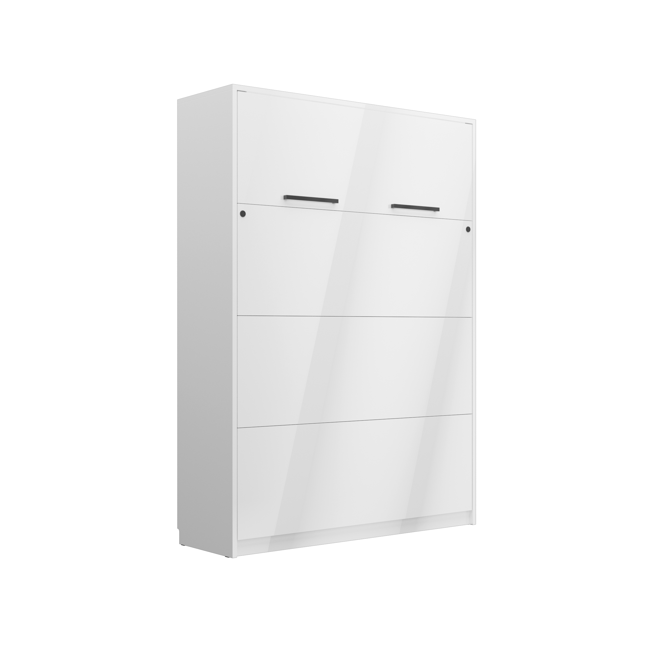 Anpassbares Genius Wandbett-Möbelset 160 x 200 cm, Weiß Hochglanz, LED-Beleuchtung