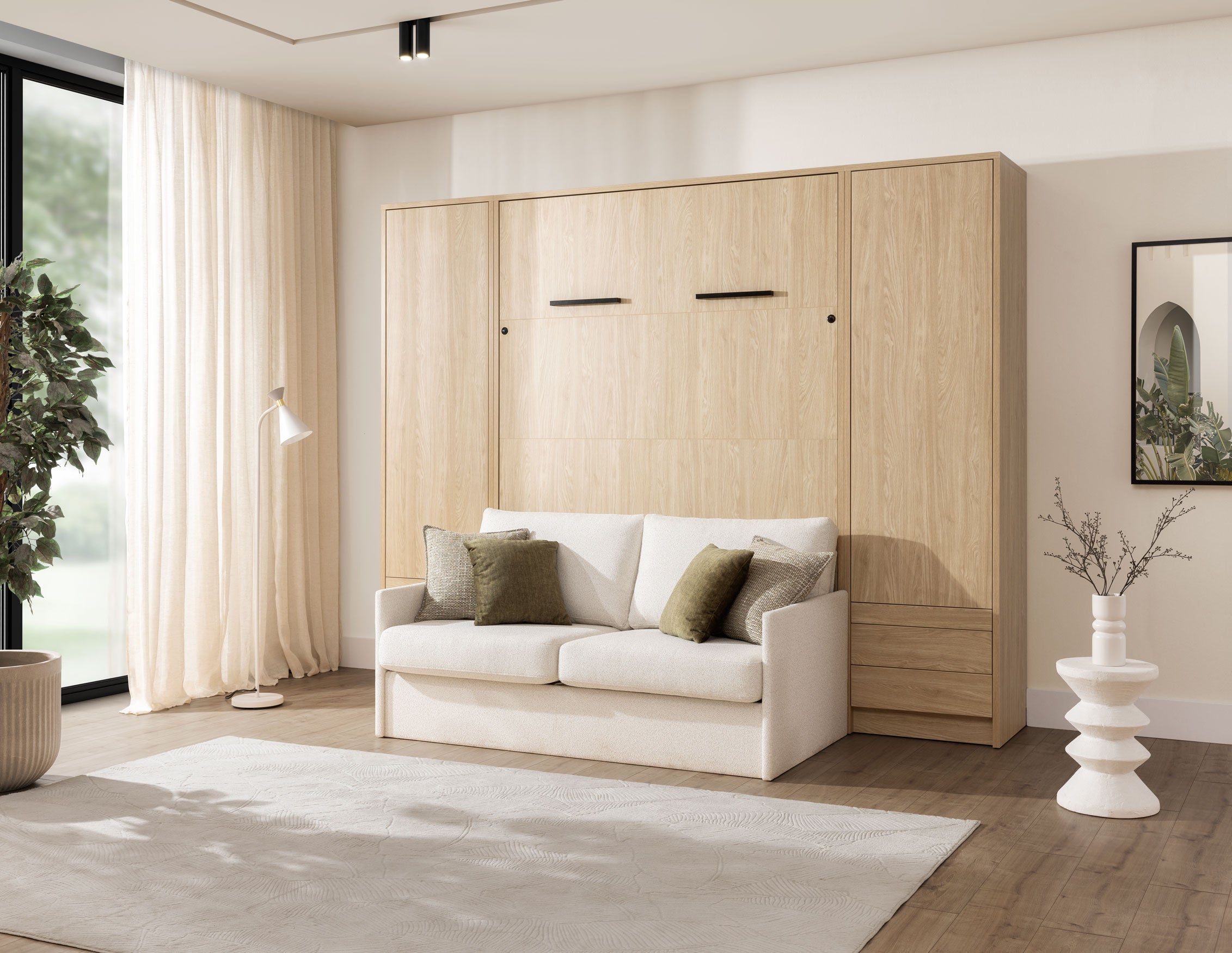 Genius Schrankbett mit Sofa Wildeiche geölt – für Matratze 140x200 cm