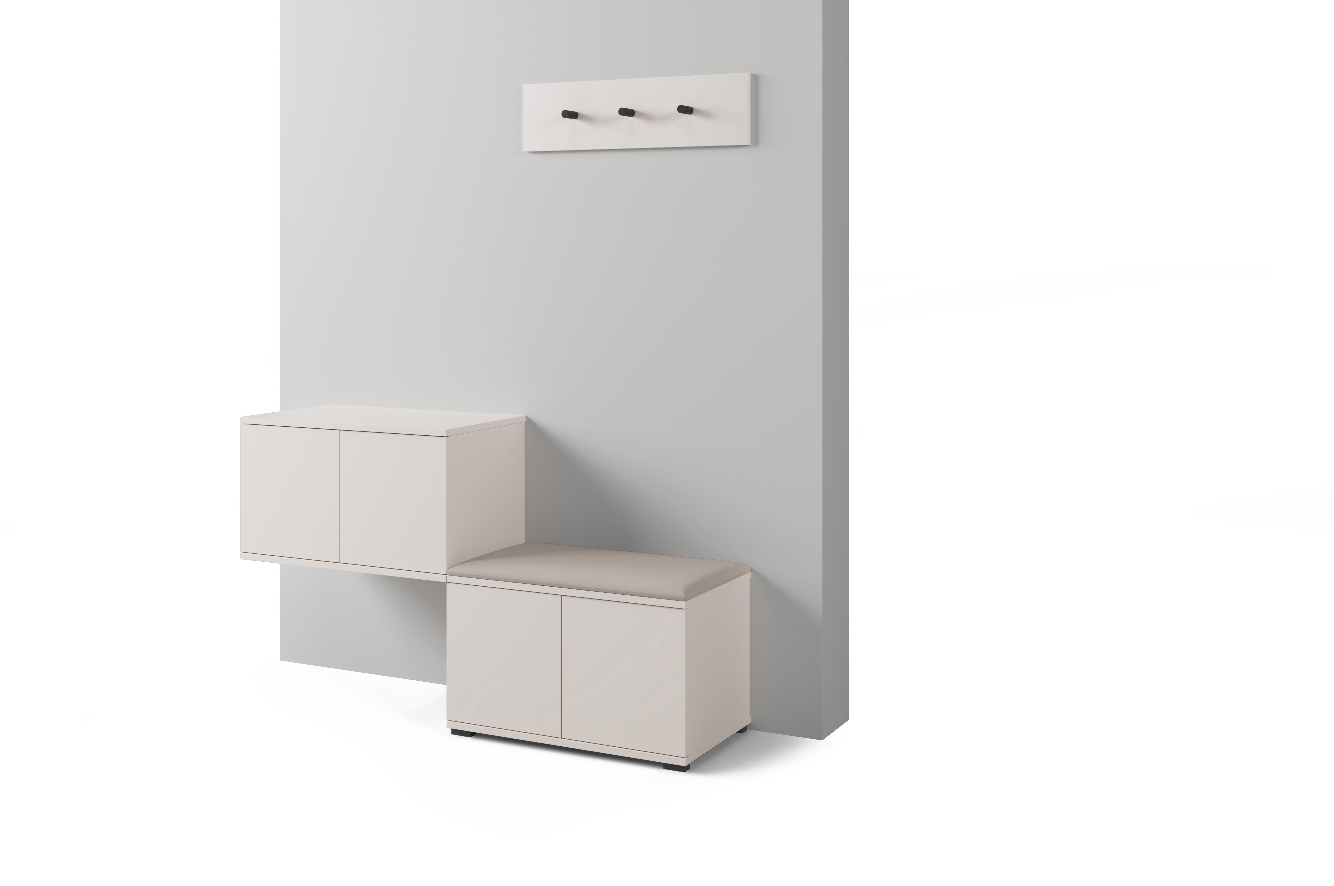 PK Bianco 7 Hallway Wardrobe Set - Upholstered Panels in Various Colours