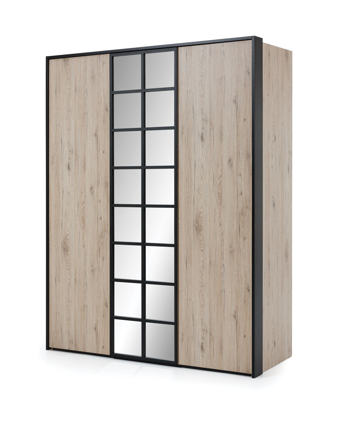NE Glass Loft 3-Door Wardrobe with Mirror – 161 cm