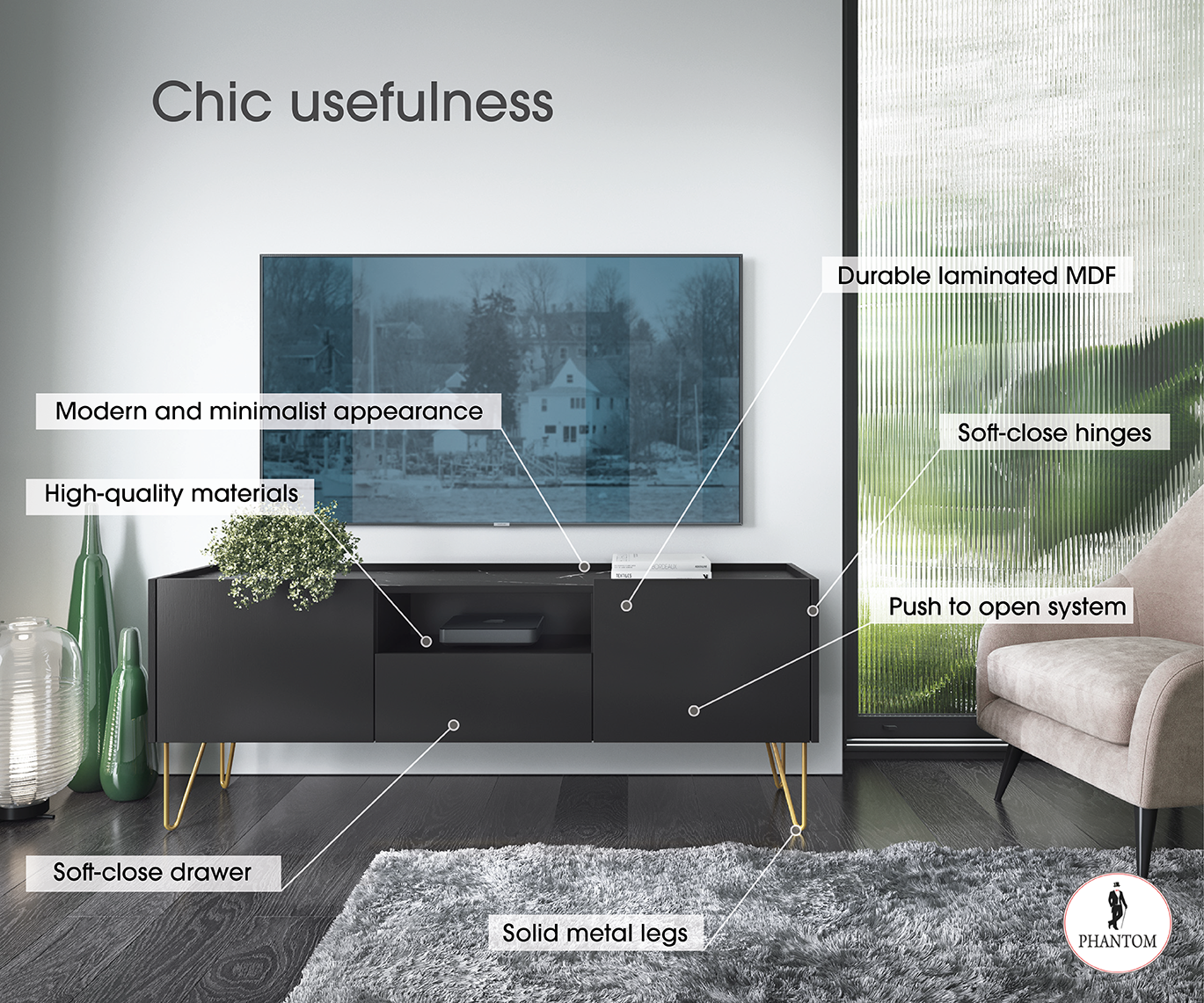 Harmony TV-Ständer – Stilvolles, modernes Loft-Design für Ihre Unterhaltungsbedürfnisse