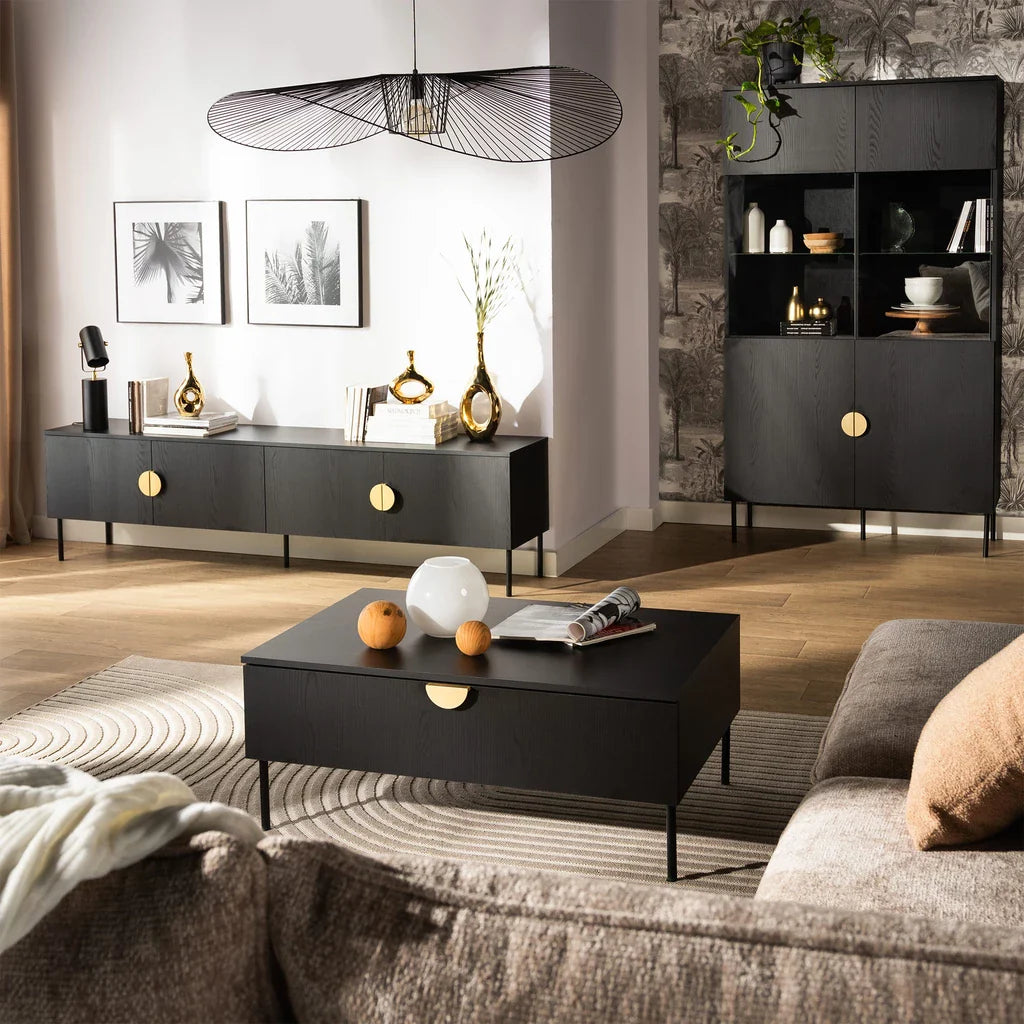 MO Mond Black TV Stand 200 cm