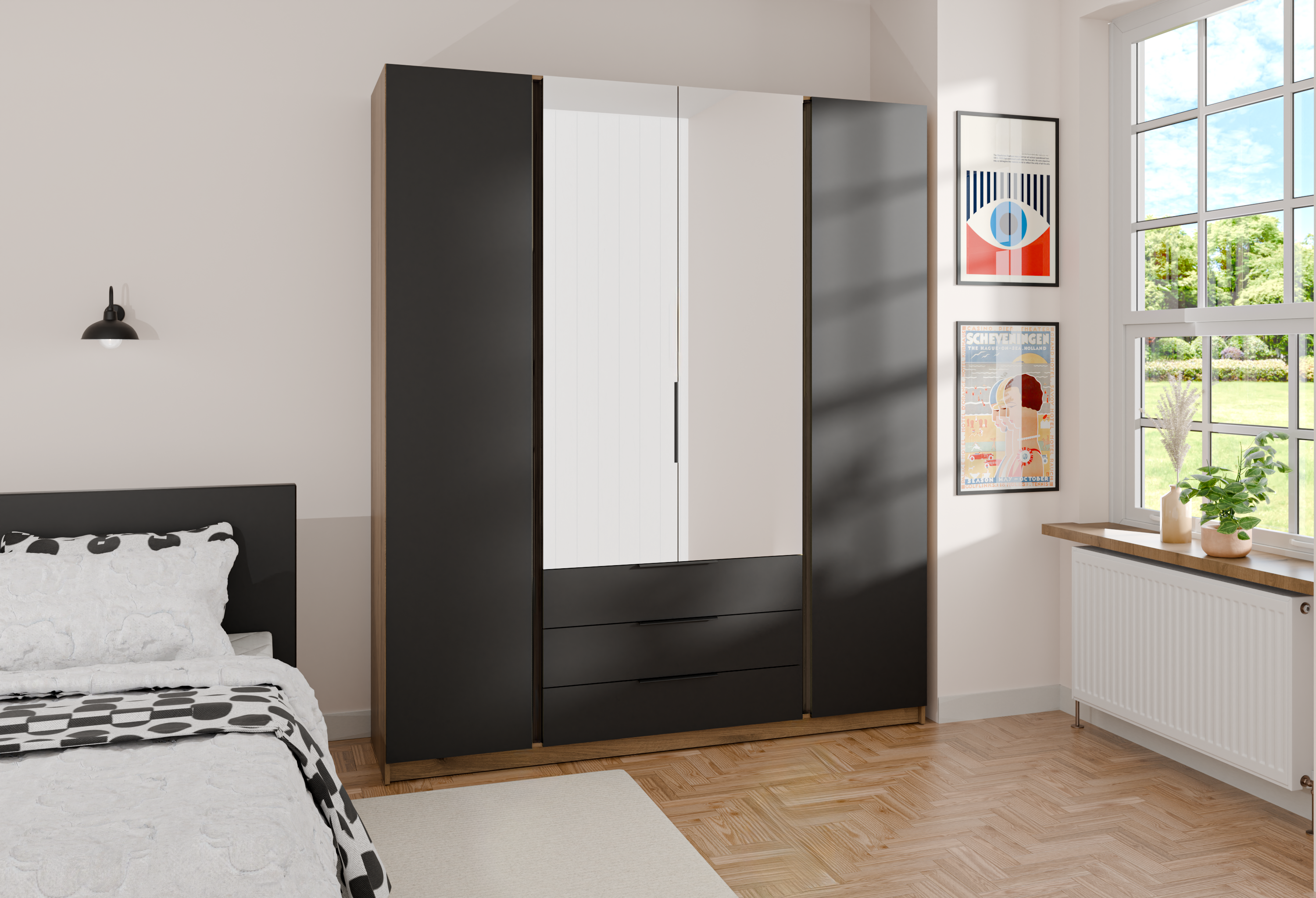 LE KAJA EV/BL 2F 2 3S Wardrobe with Mirror