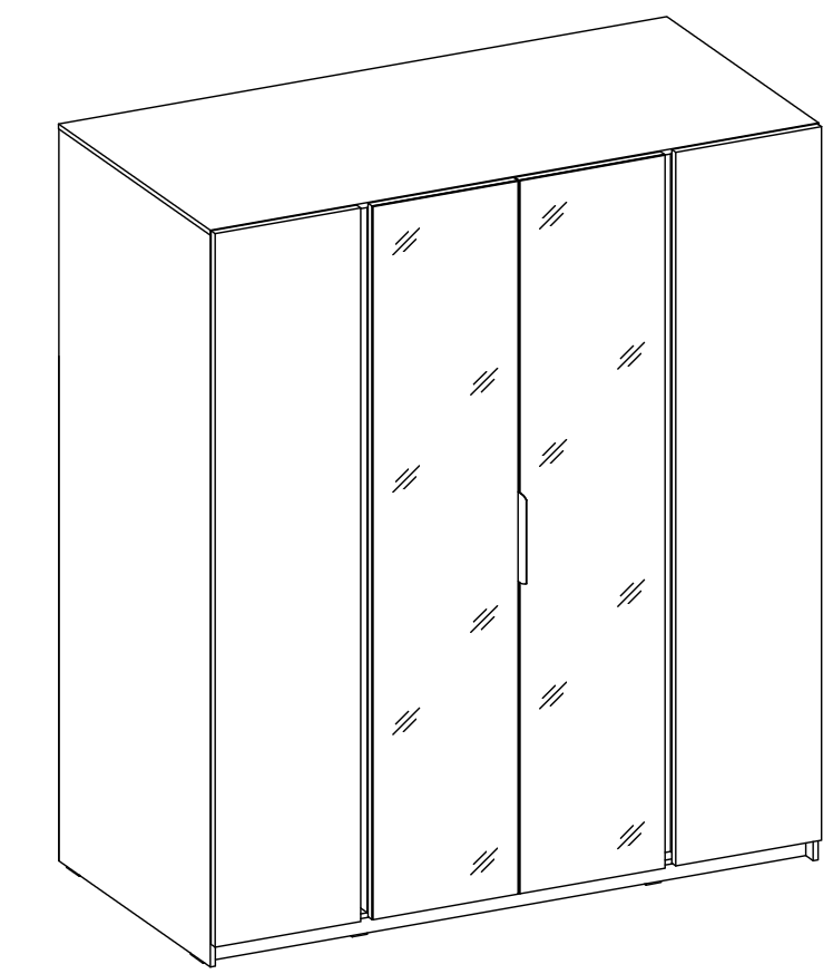 LE KAJA EV/BL 2F 2 Wardrobe with Mirror