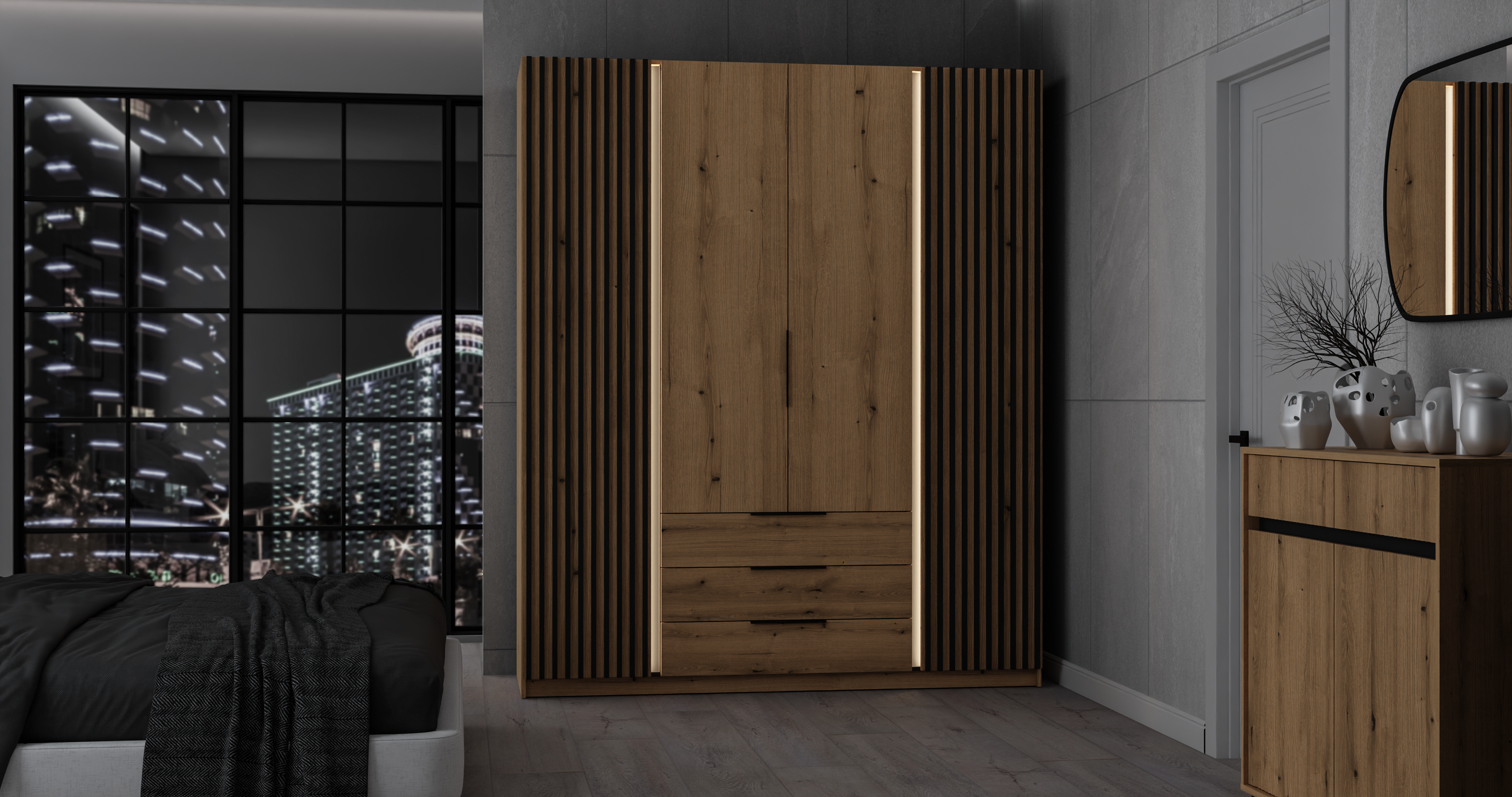 LE KAJA EV/EV-BL 2 LAM 2F 3S Wardrobe