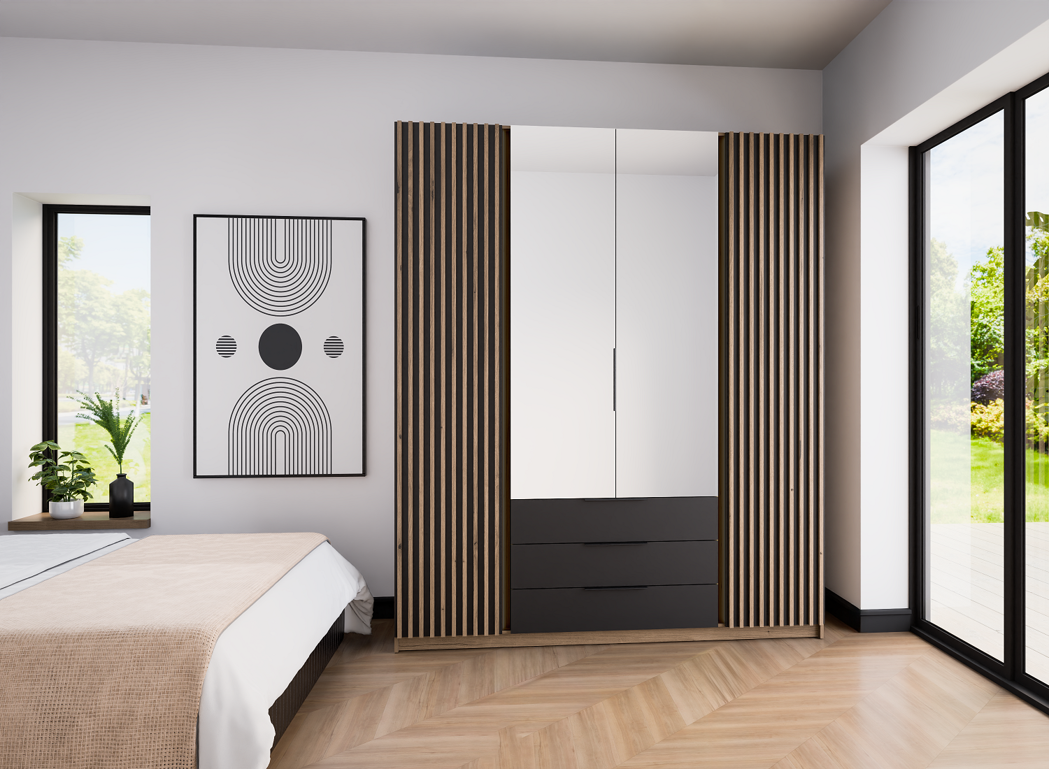 LE KAJA EV/BL-EV 2LAM 2 3S Wardrobe with Mirror