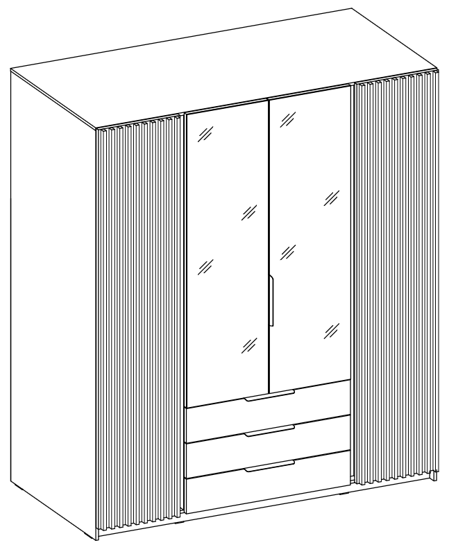 LE KAJA EV/BL-EV 2LAM 2 3S Wardrobe with Mirror