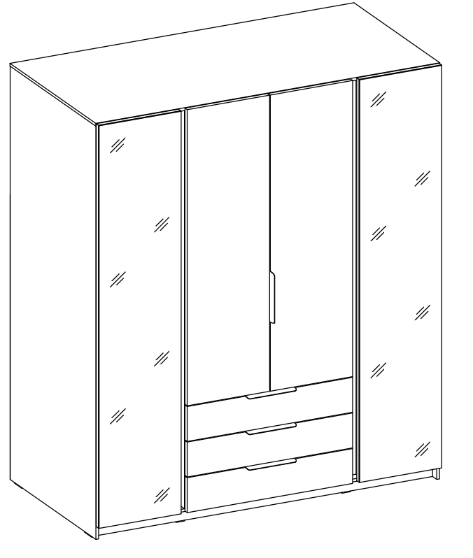 LE KAJA EV/EV 2F 3S Wardrobe with Mirror