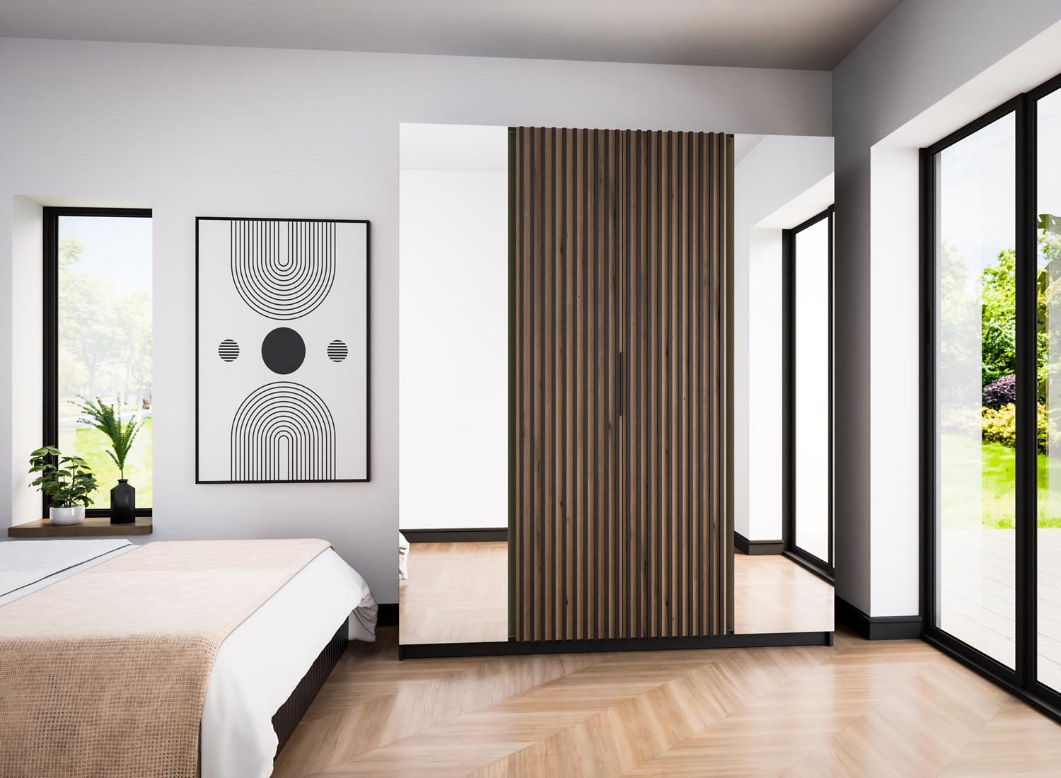 LE KAJA BL/EV-BL 2 2LAM Wardrobe with Mirror