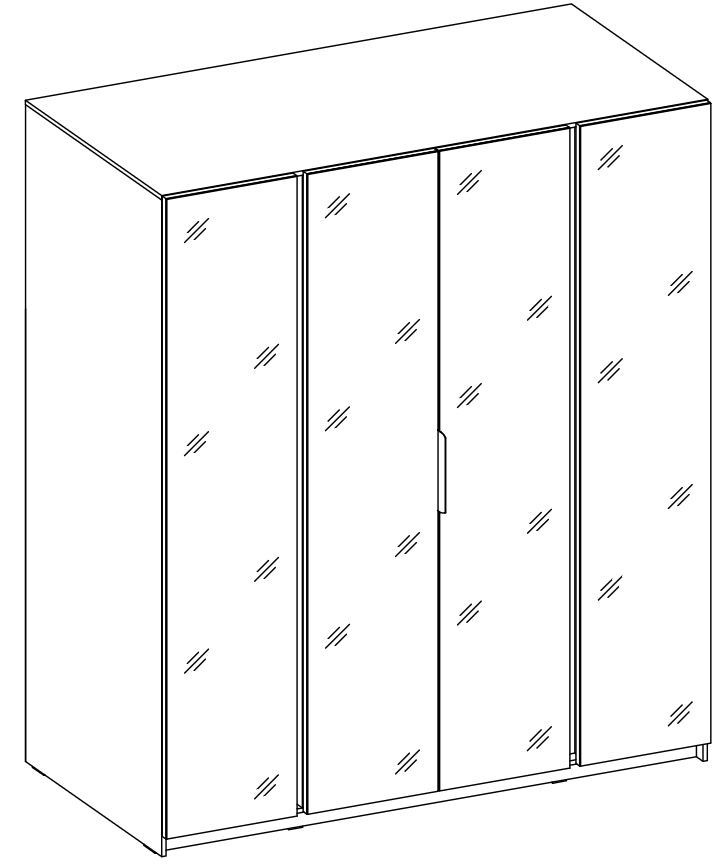 LE KAJA BL/BL 4 Wardrobe with Mirror
