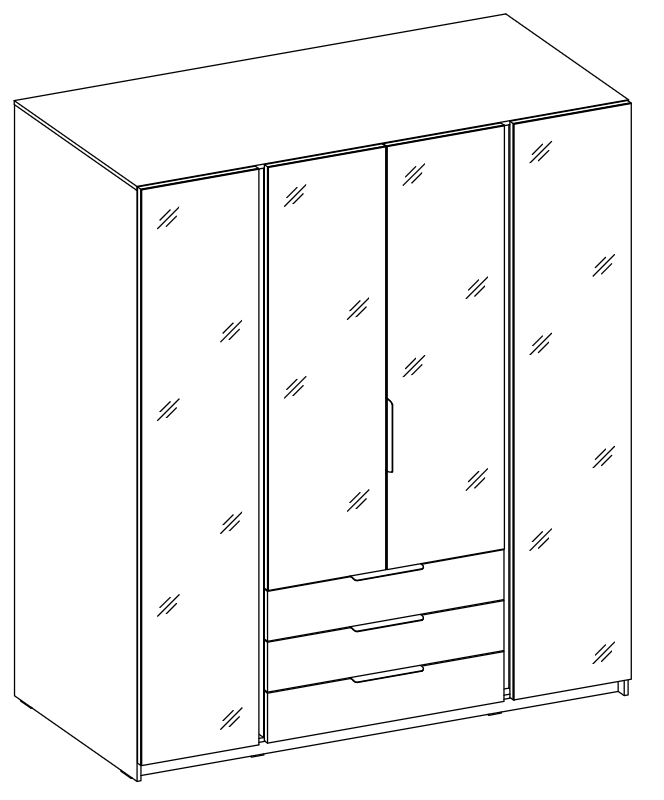 LE KAJA BL/EV 4 3S Wardrobe with Mirror