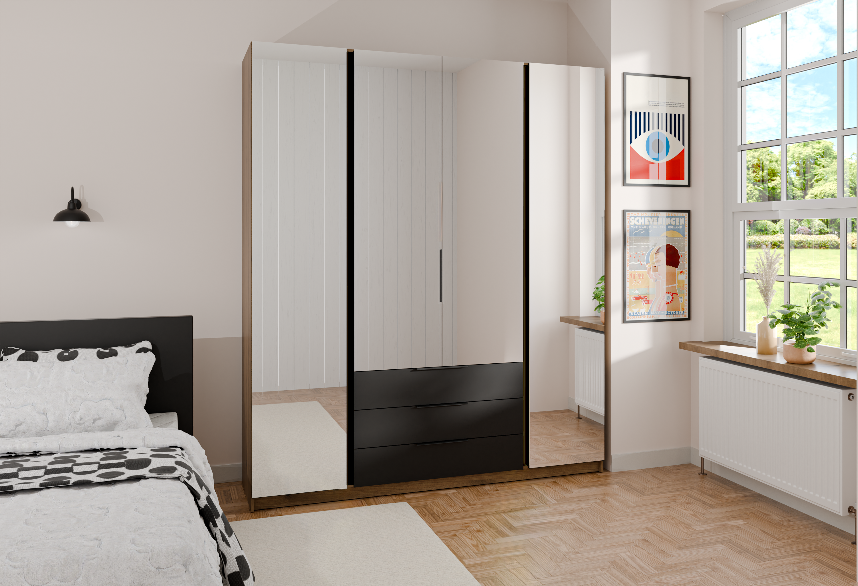 LE KAJA EV/BL 4 3S Wardrobe with Mirror