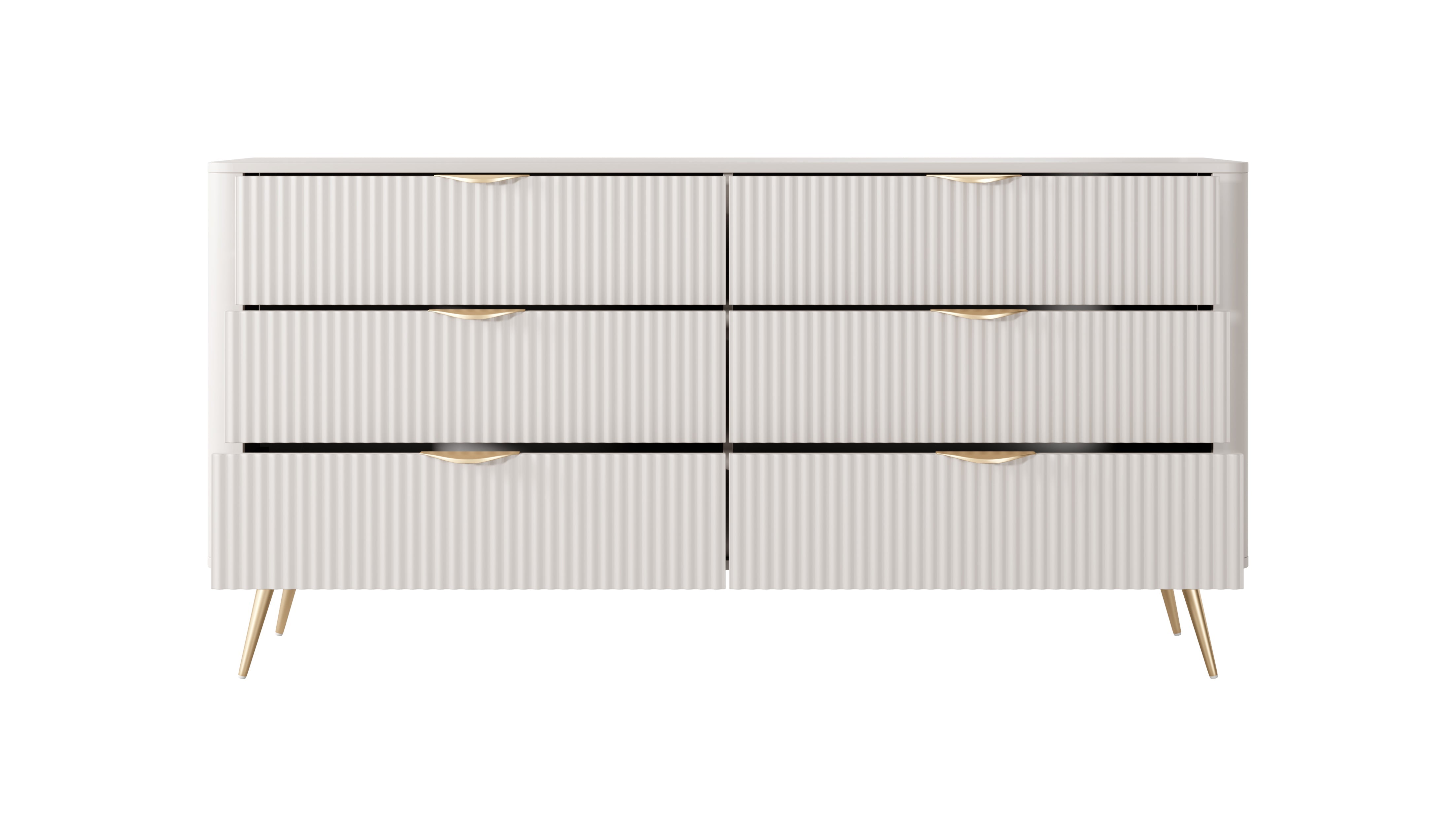 Lask Lante - Sideboard 163 cm mit 6 Schubladen, Beige (163,2 × 81,2 × 38 cm)
