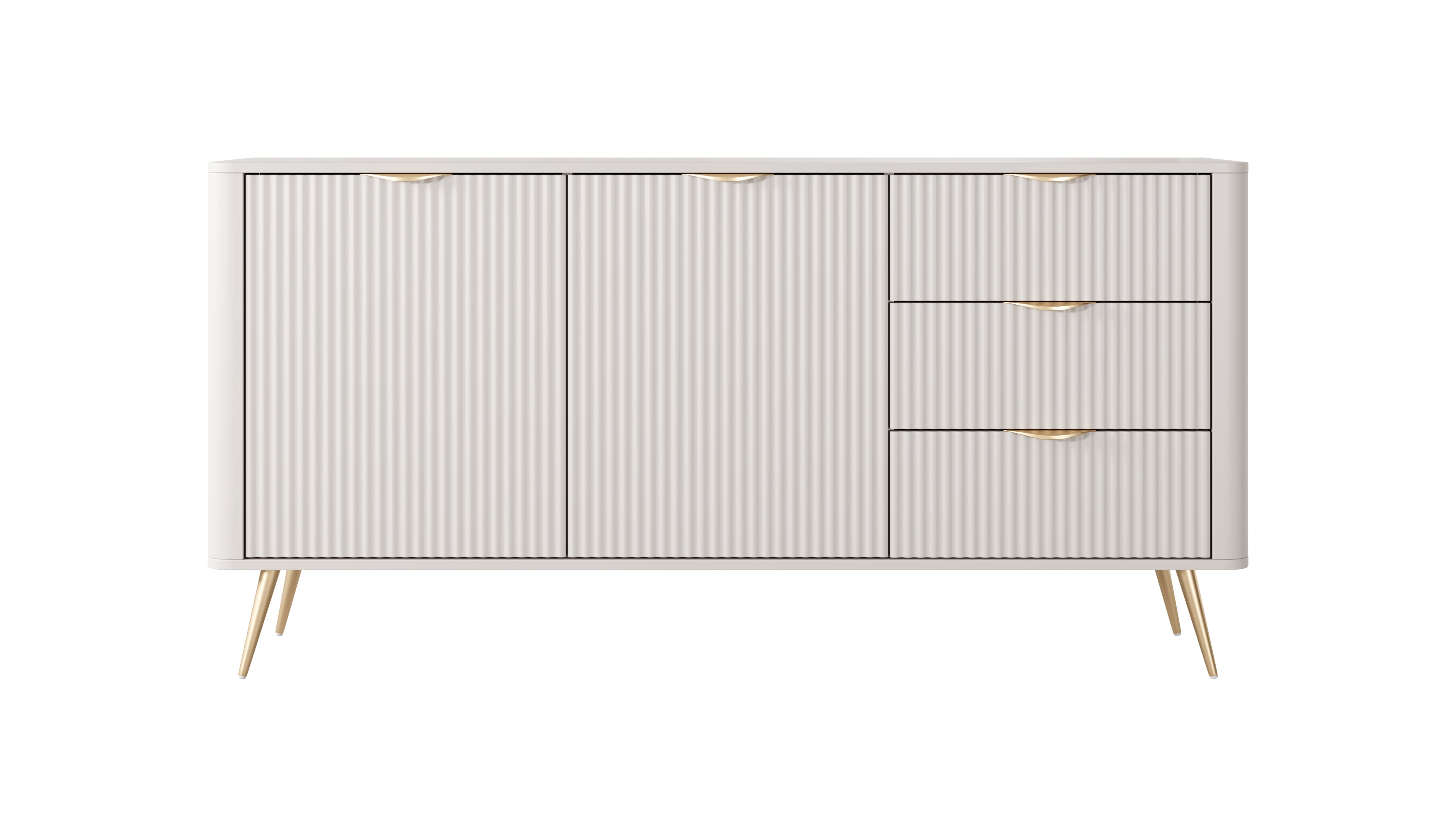 Lask Lante - Sideboard 163 cm mit 2 Türen und 3 Schubladen, Beige (163,2 × 81,2 × 38 cm)