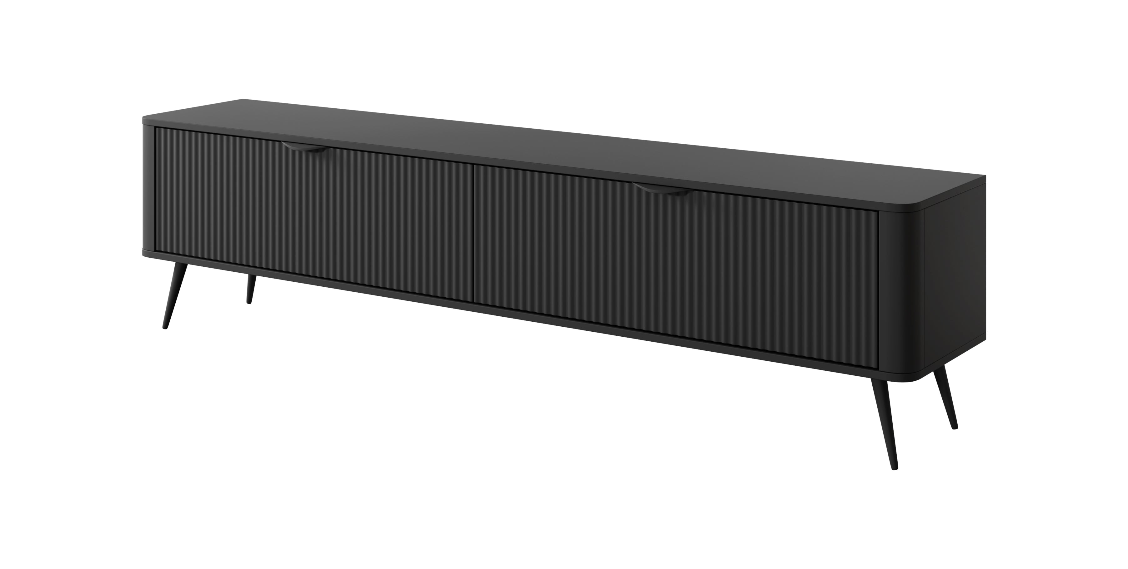 Lask Lante – TV-Schrank 200 cm mit 2 Türen, Schwarz (200 × 51,2 × 38 cm)