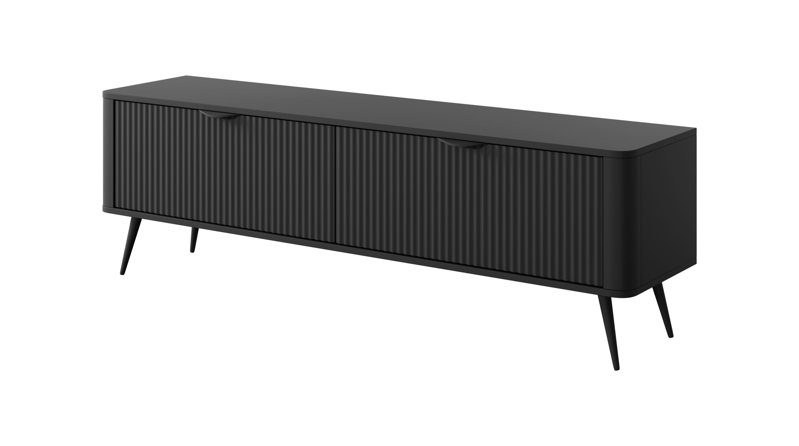 Lask Lante – TV-Schrank 163 cm mit 2 Türen, Schwarz (163,2 × 51,2 × 38 cm)