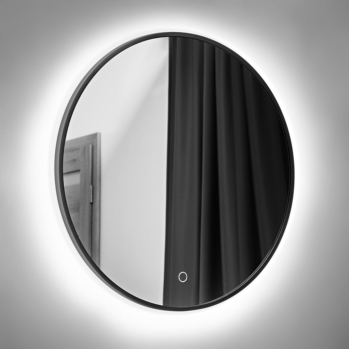 Luna 60 – Round LED Bathroom Mirror with Black Aluminium Frame, 60 cm