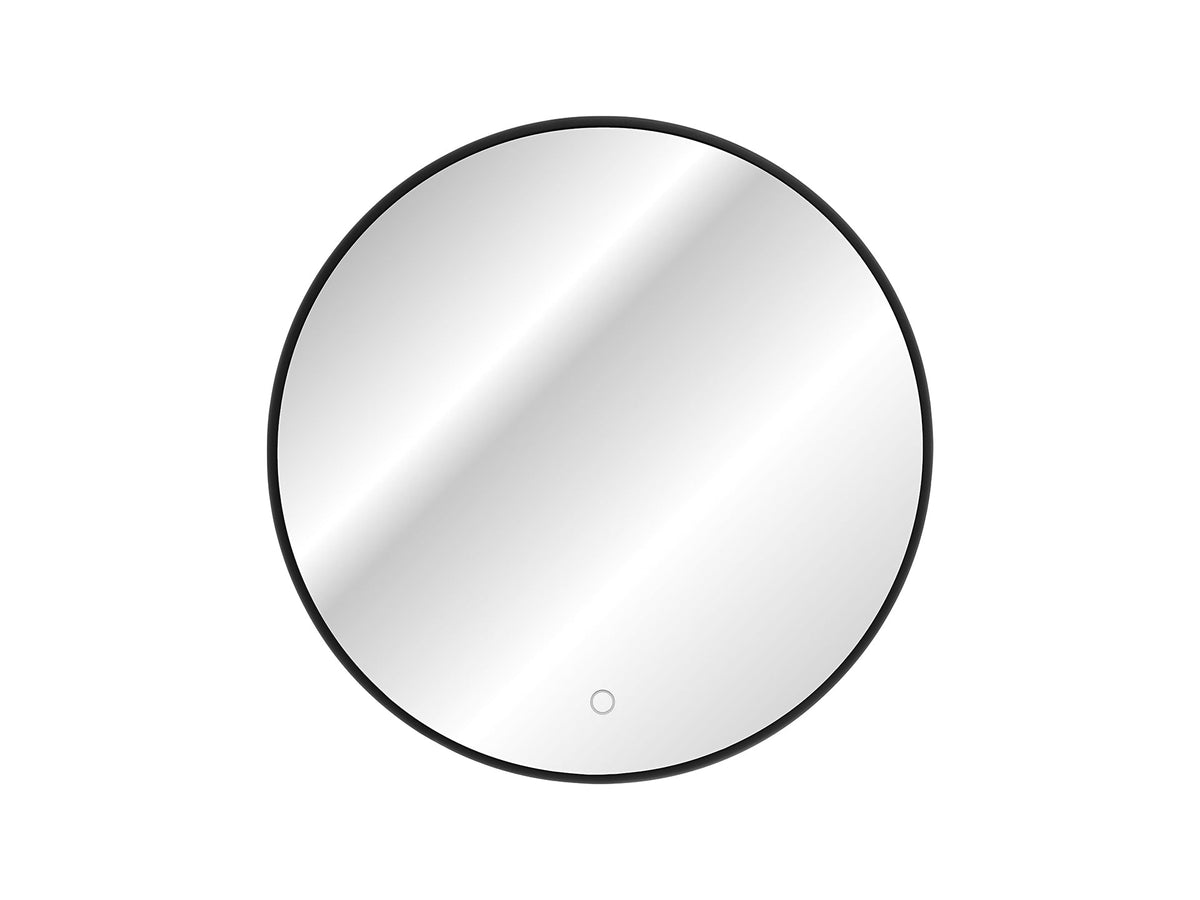 Luna 60 – Runder LED-Badezimmerspiegel mit schwarzem Aluminiumrahmen, 60 cm