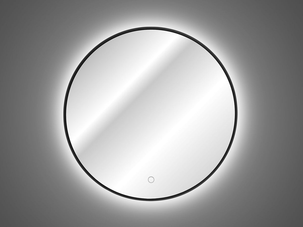 Luna 60 – Round LED Bathroom Mirror with Black Aluminium Frame, 60 cm