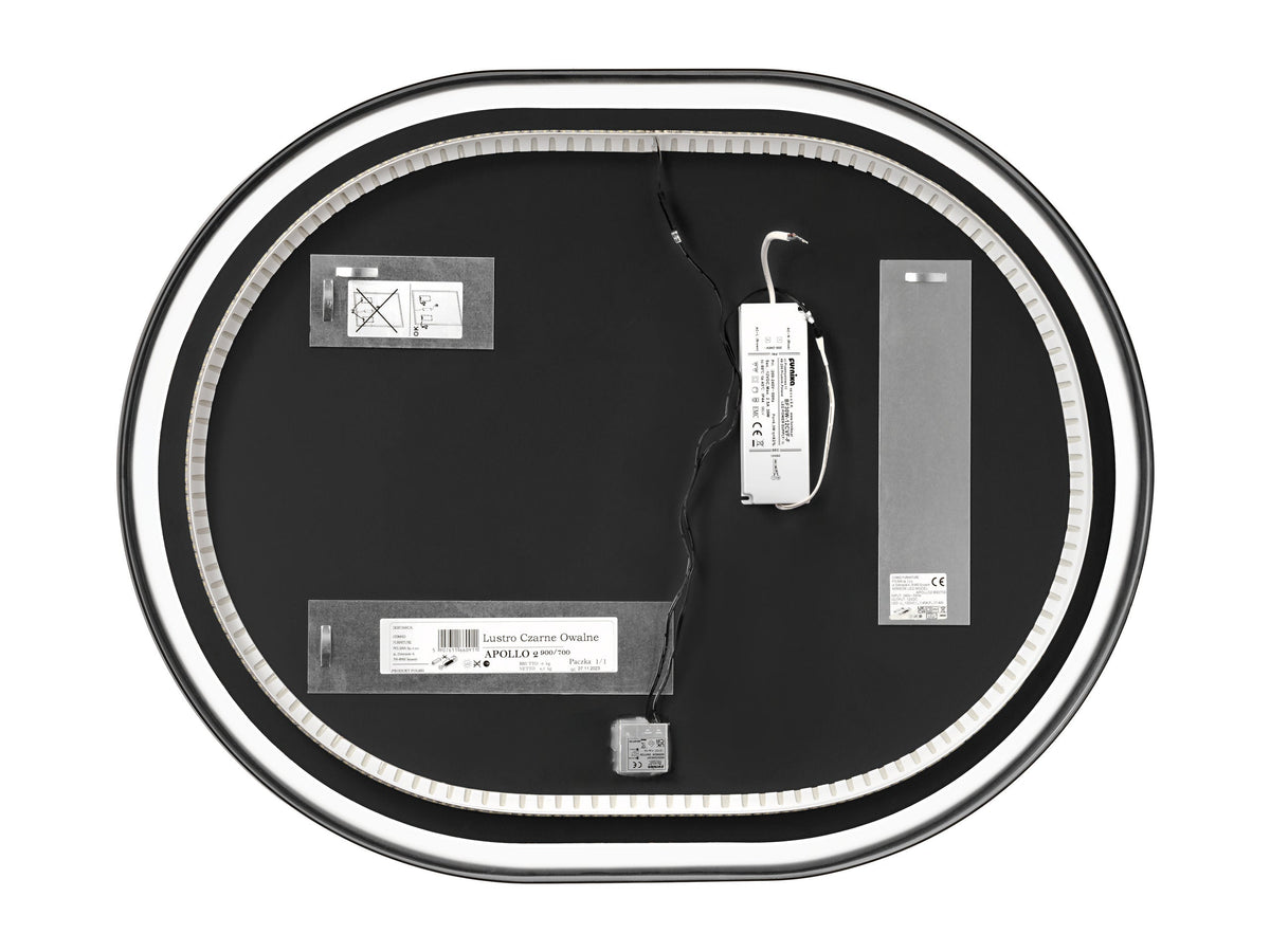 Apollo 2 Black LED Mirror – 70 x 90 cm