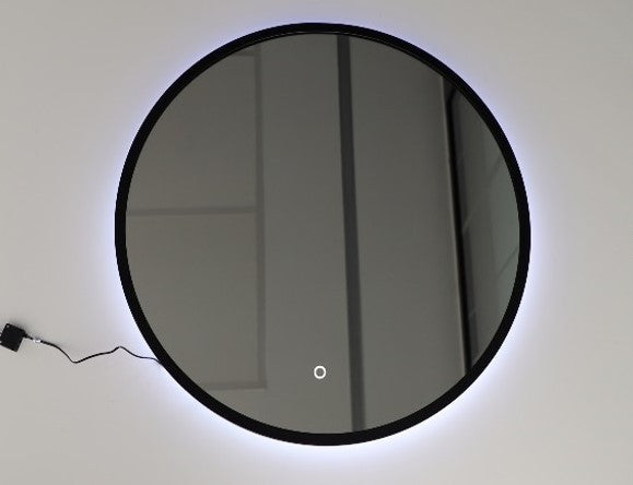 Luna 80 – Round LED Bathroom Mirror with Black Aluminium Frame, 80 cm