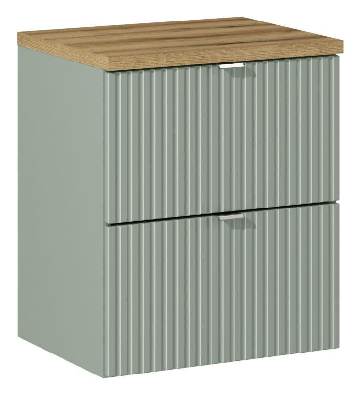 Line Reed Green with 2 Drawers Bathroom Set 50CM SET-LRG with Oak Countertop