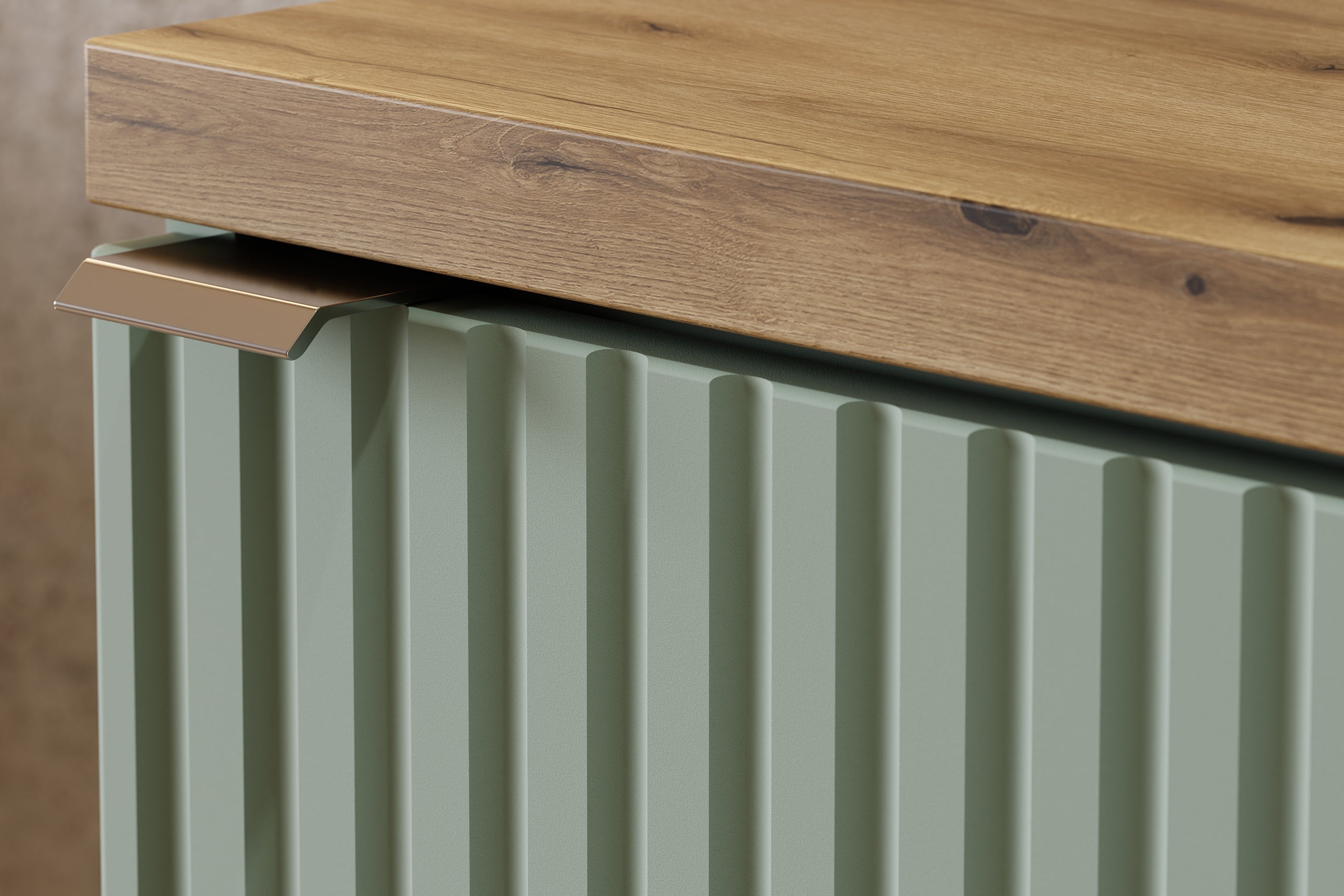 Line Reed Green with High Cabinet Bathroom Set 140CM UN PATI SET-LRG B OAK