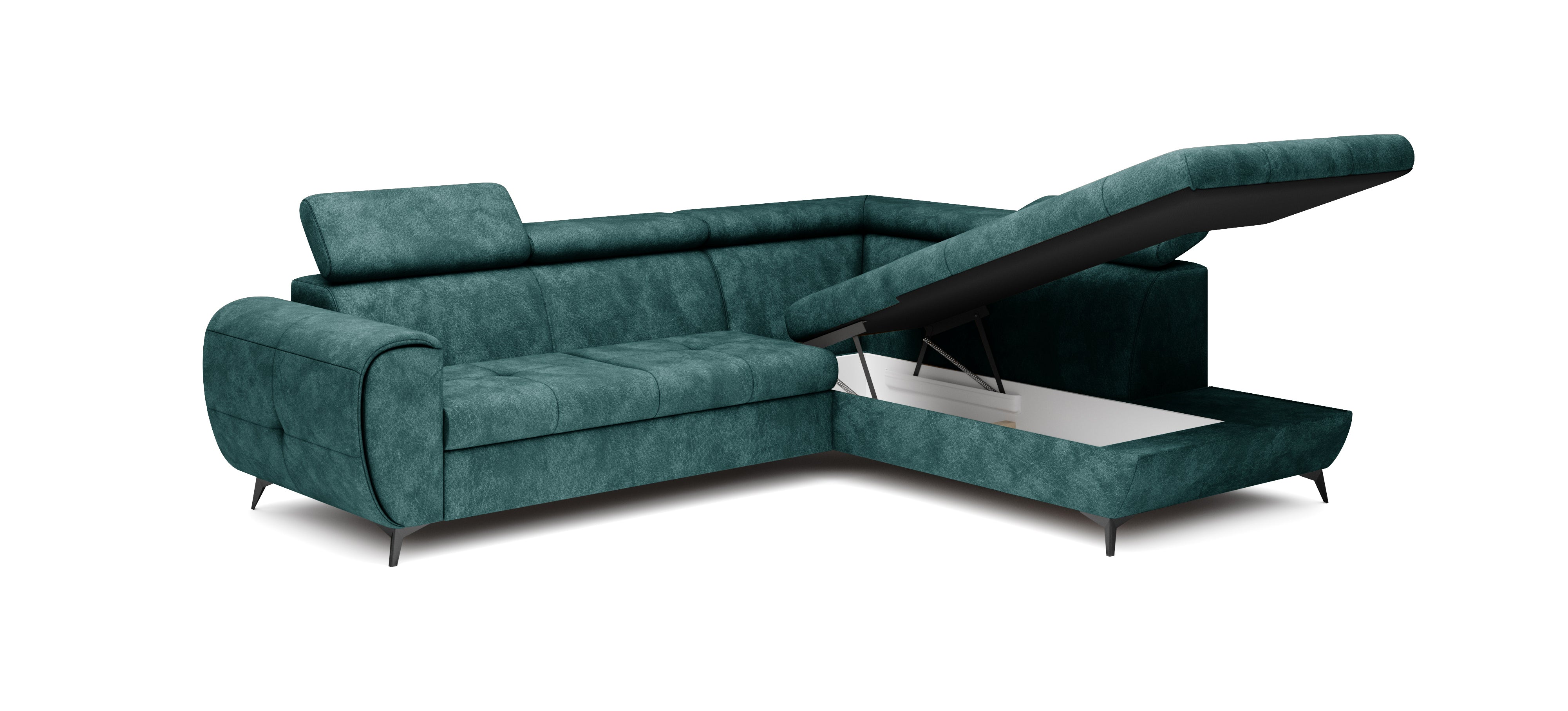 Lask MONA PIK Corner Sofa Bed with Adjustable Headrests – 260 x 217 cm – Left or Right Configuration