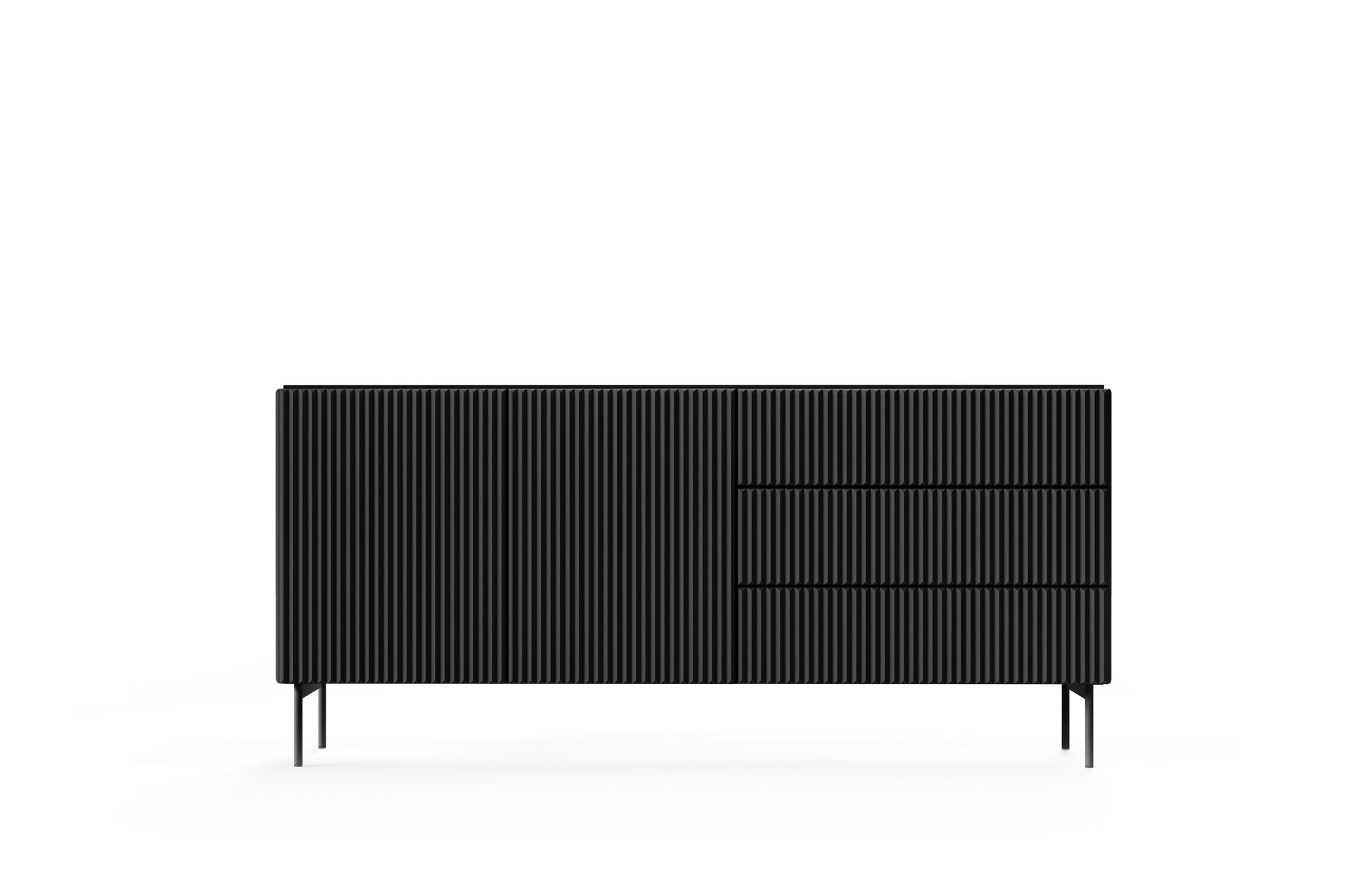 Lask Multi Black – Sideboard 177 cm with 2 Doors and 3 Drawers (177 × 81.2 × 39.8 cm)