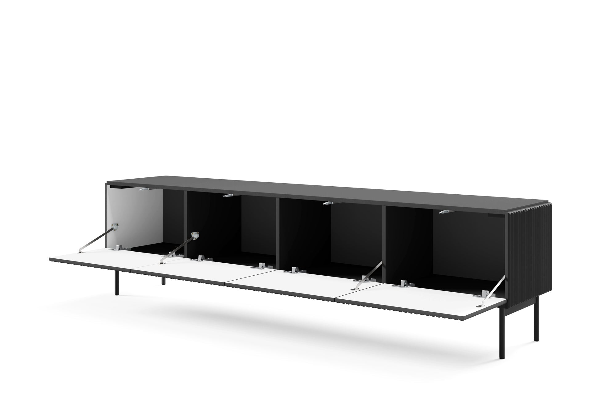 Lask Multi Black – TV Cabinet 195 cm with 4 Doors (195.2 × 51.2 × 39.8 cm)