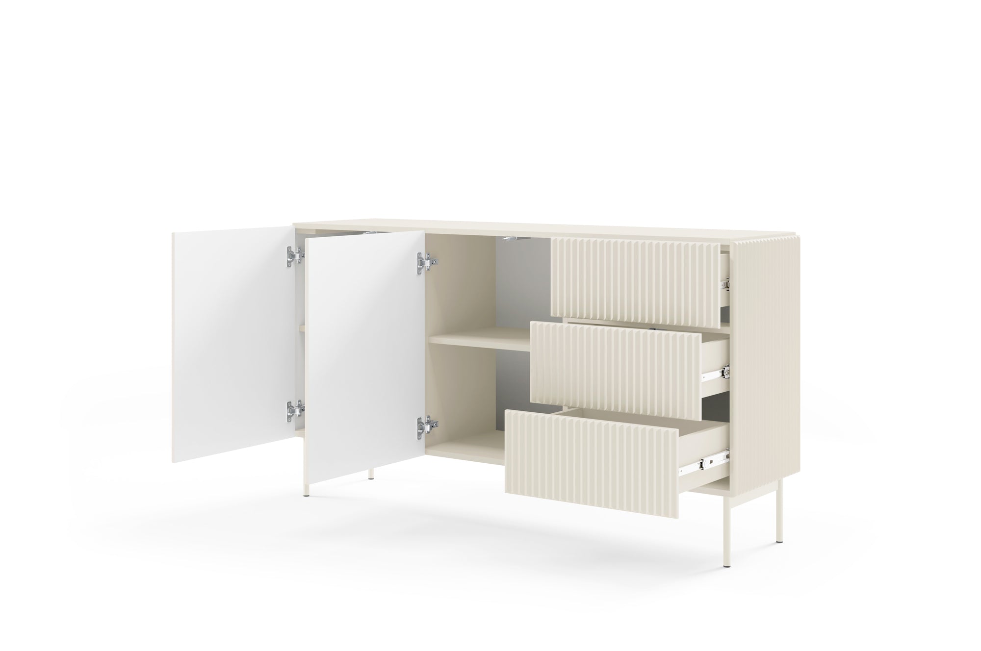 Lask Multi Cashmere – Sideboard 147 cm with 2 Doors and 3 Drawers (147 × 81.2 × 39.8 cm)